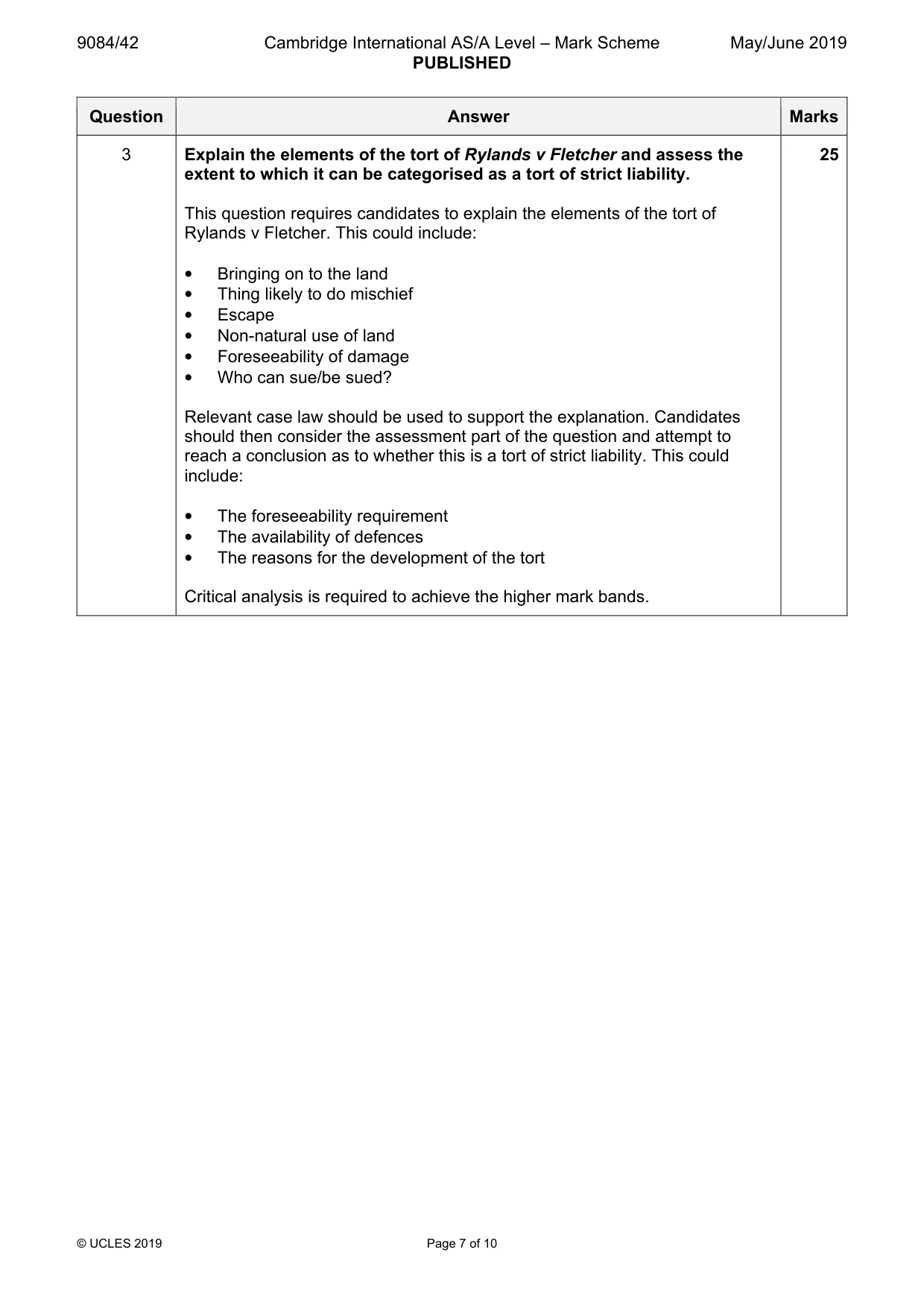 Mark scheme, page 7 of 10