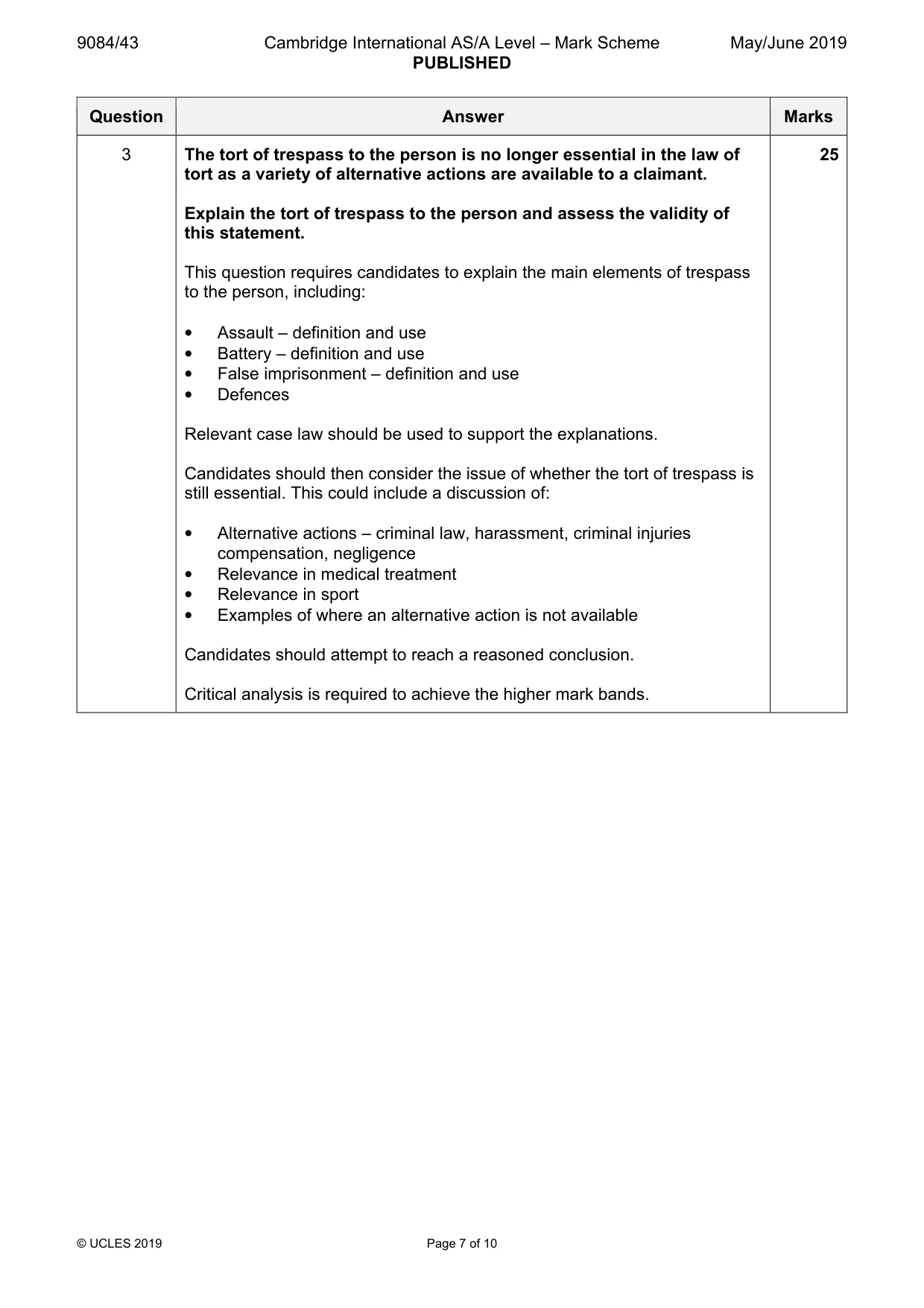 Mark scheme, page 7 of 10