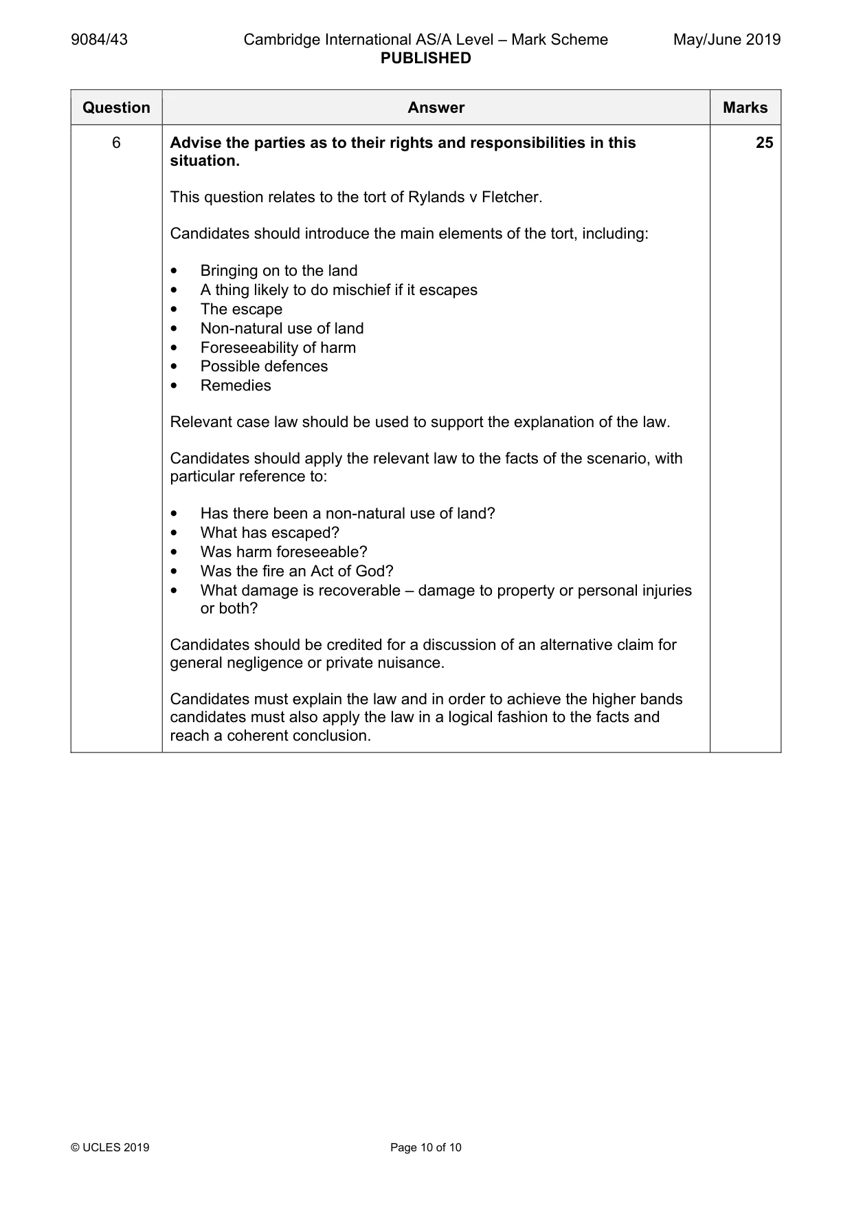 Mark scheme, page 10 of 10