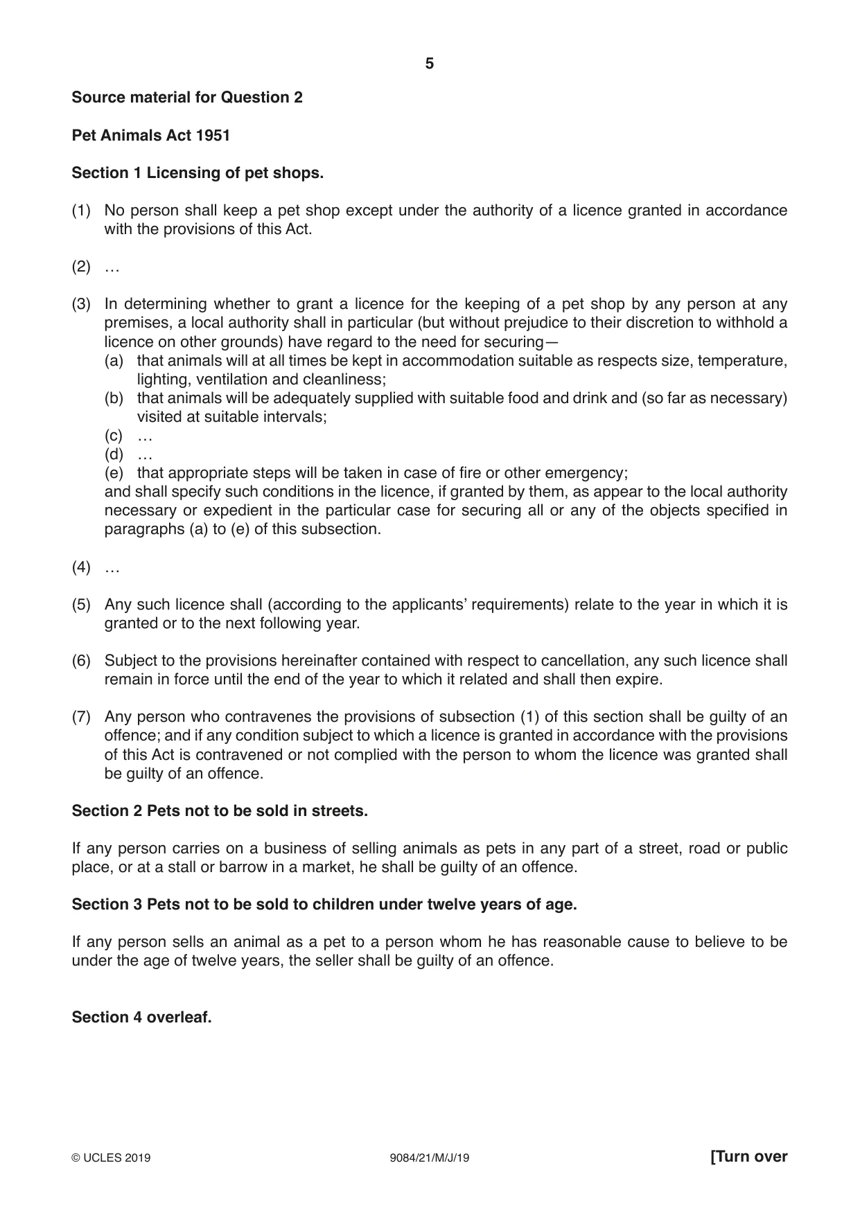 Cambridge A Level Law 9084 2019 May/June Paper 2 · Variant 1 question paper, page 5 of 8