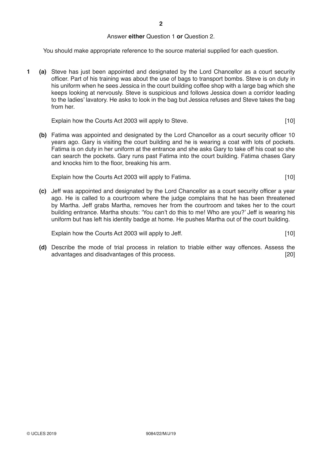 Cambridge A Level Law 9084 2019 May/June Paper 2 · Variant 2 question paper, page 2 of 8