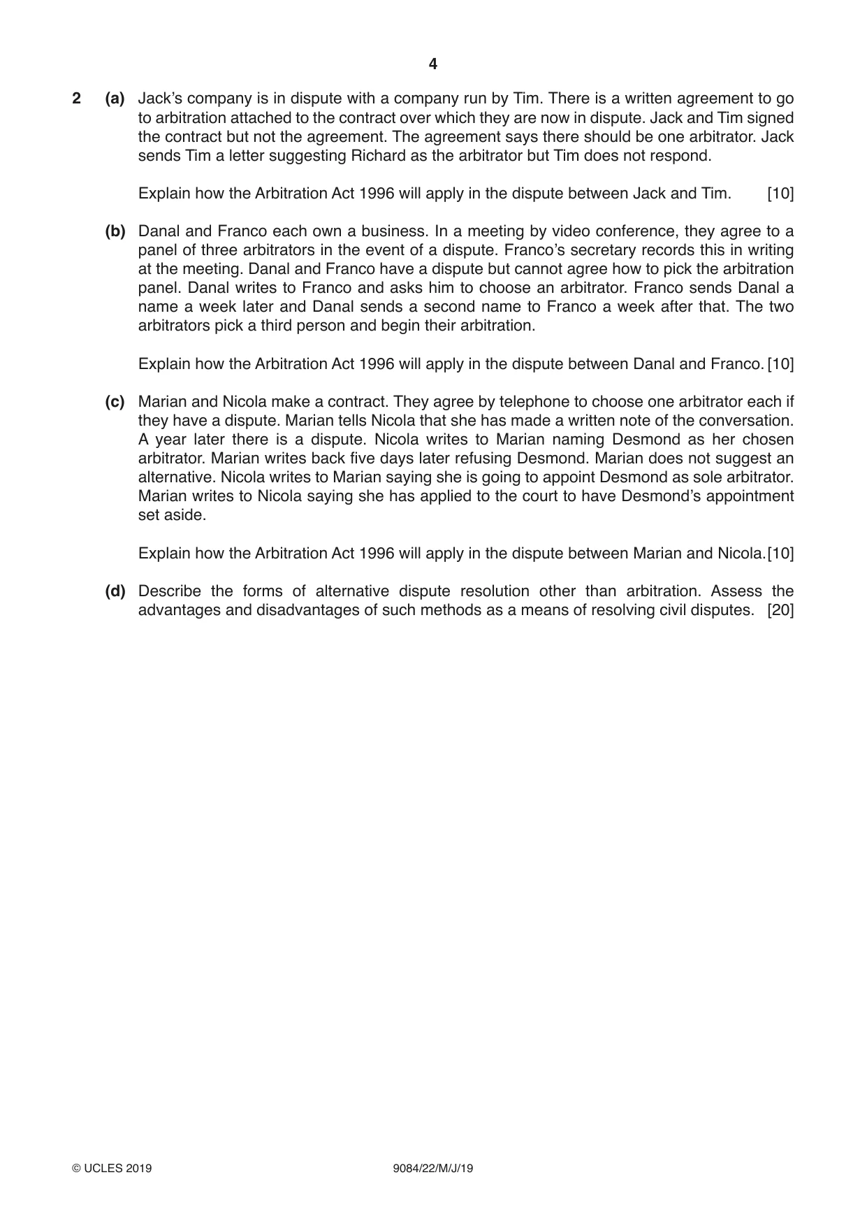 Cambridge A Level Law 9084 2019 May/June Paper 2 · Variant 2 question paper, page 4 of 8