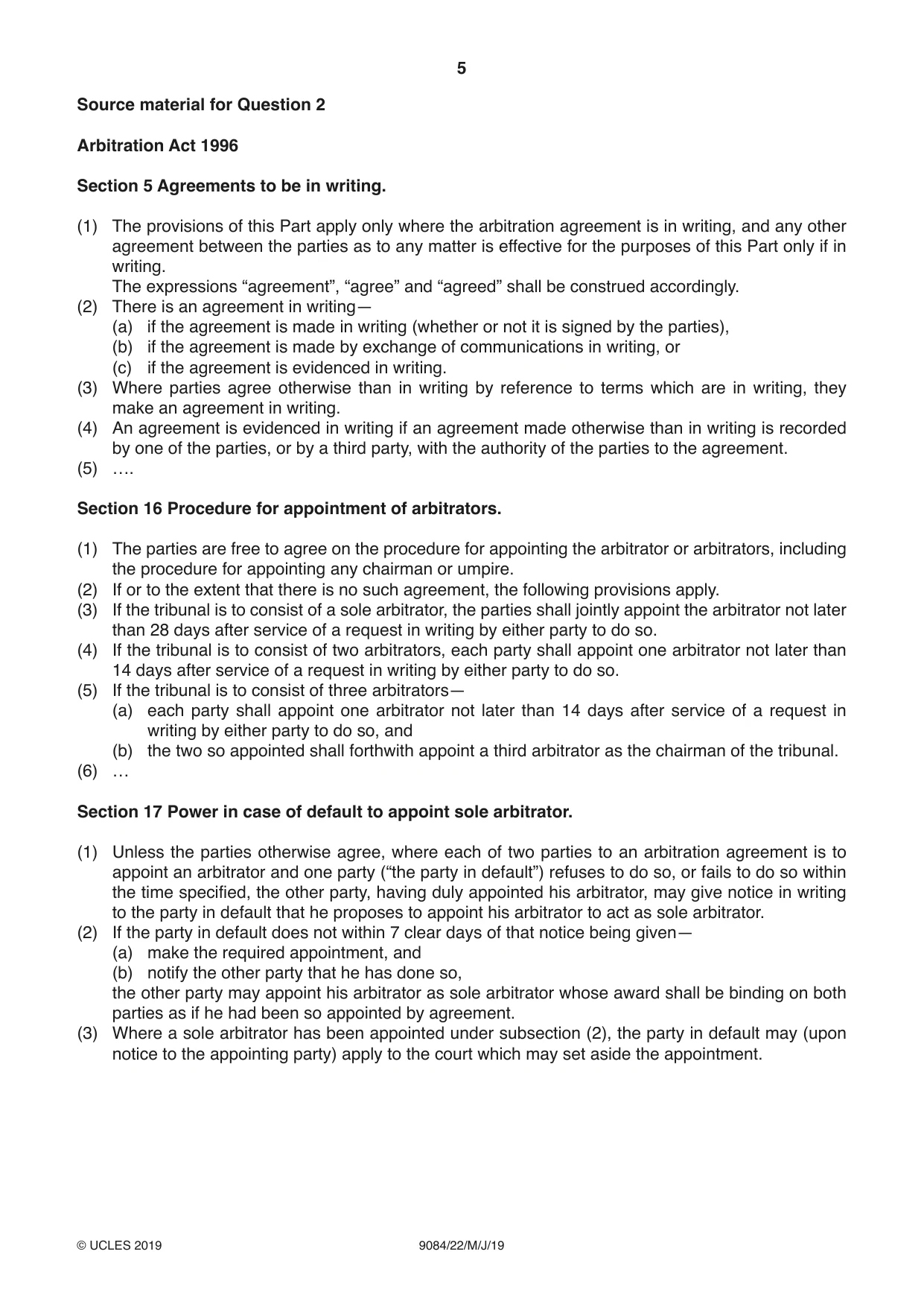 Cambridge A Level Law 9084 2019 May/June Paper 2 · Variant 2 question paper, page 5 of 8