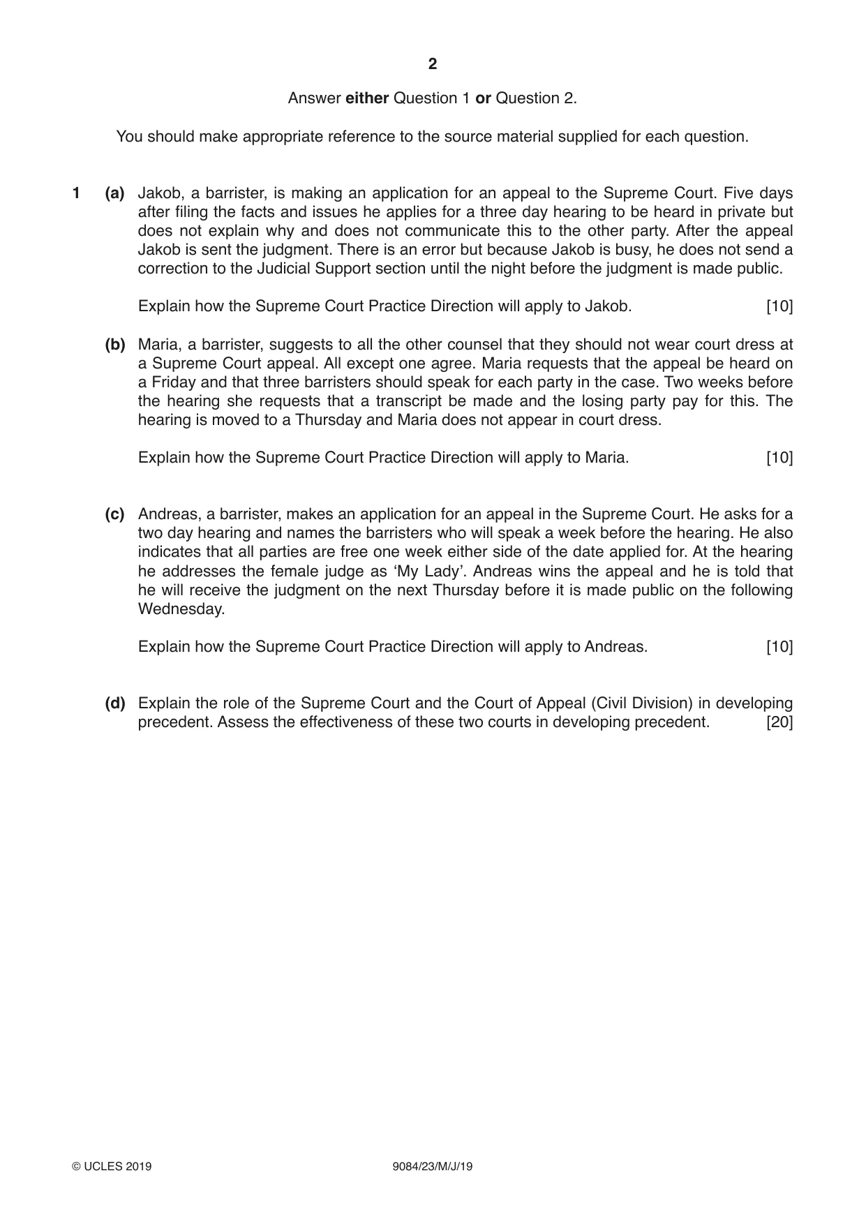 Cambridge A Level Law 9084 2019 May/June Paper 2 · Variant 3 question paper, page 2 of 8