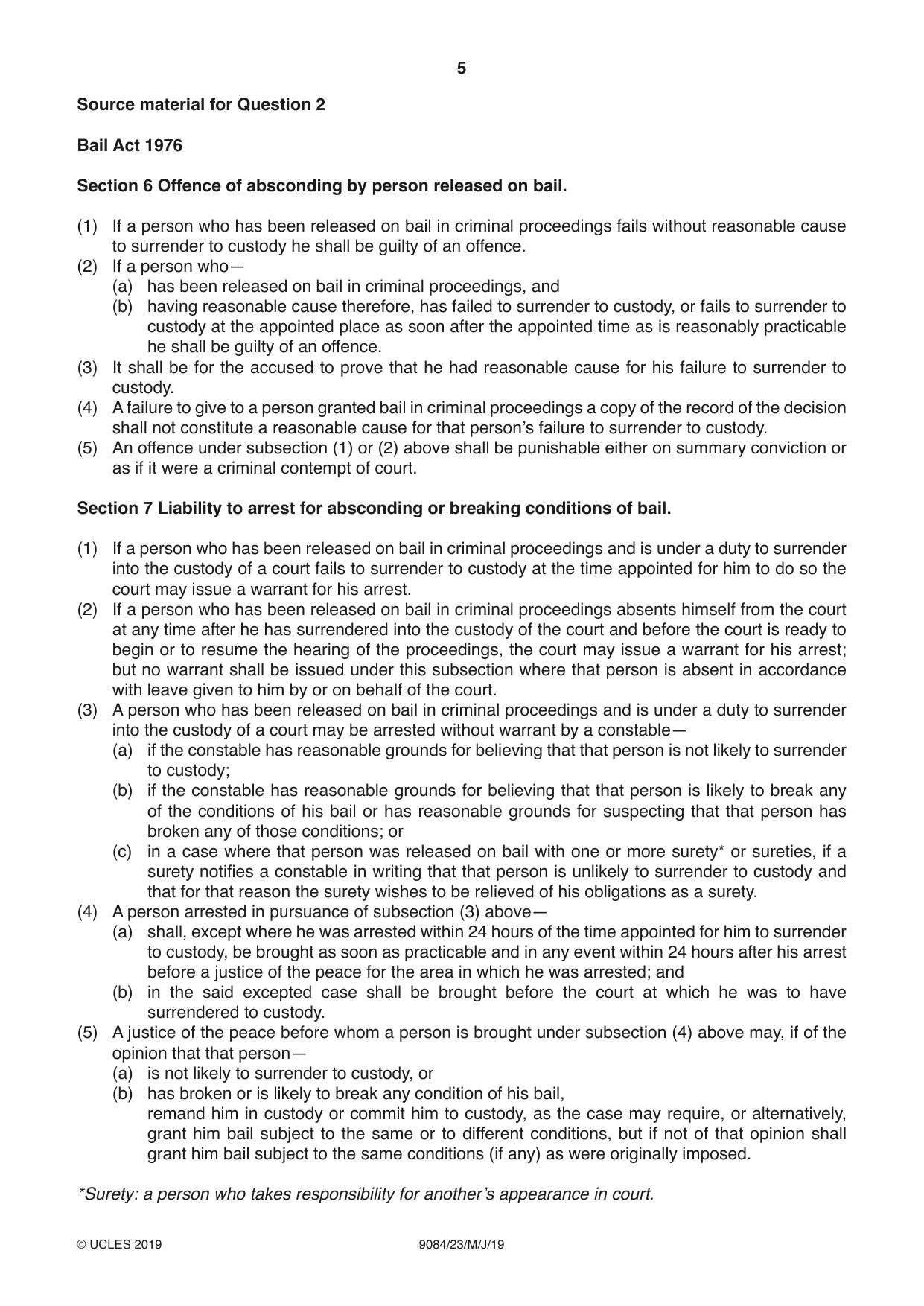 Cambridge A Level Law 9084 2019 May/June Paper 2 · Variant 3 question paper, page 5 of 8
