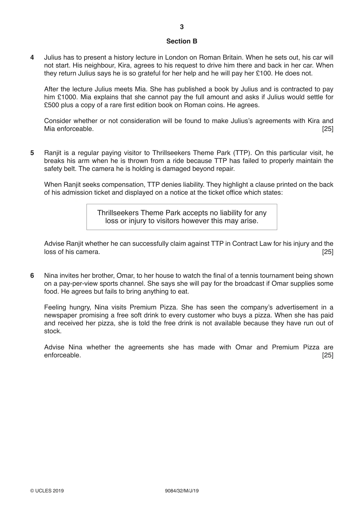 Cambridge A Level Law 9084 2019 May/June Paper 3 · Variant 2 question paper, page 3 of 4