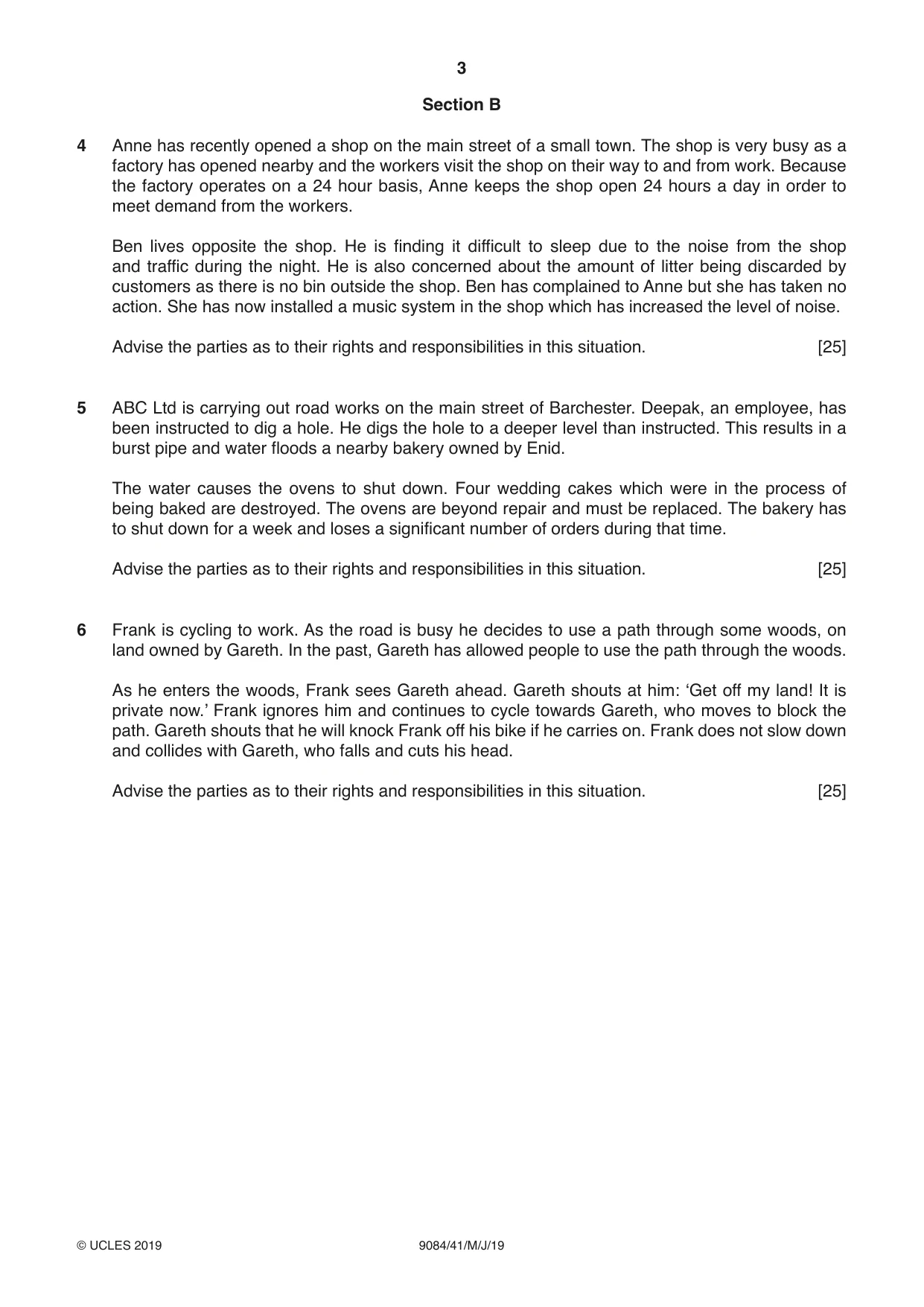 Cambridge A Level Law 9084 2019 May/June Paper 4 · Variant 1 question paper, page 3 of 4