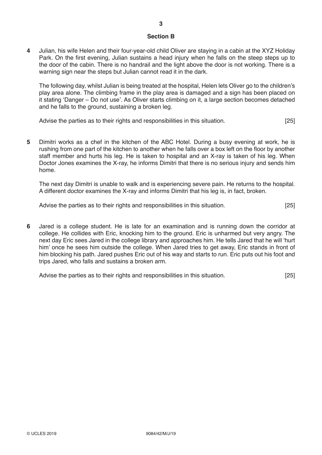 Cambridge A Level Law 9084 2019 May/June Paper 4 · Variant 2 question paper, page 3 of 4