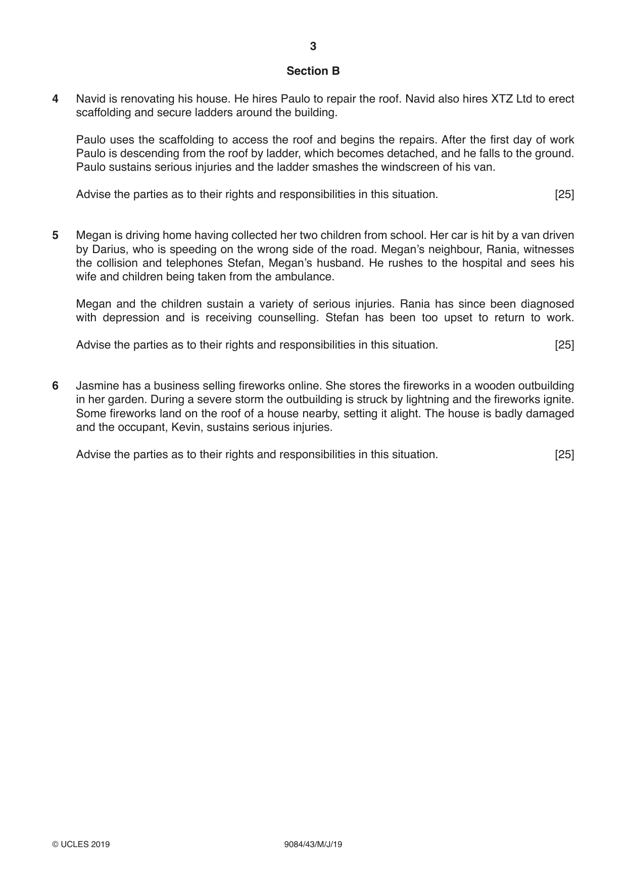 Cambridge A Level Law 9084 2019 May/June Paper 4 · Variant 3 question paper, page 3 of 4