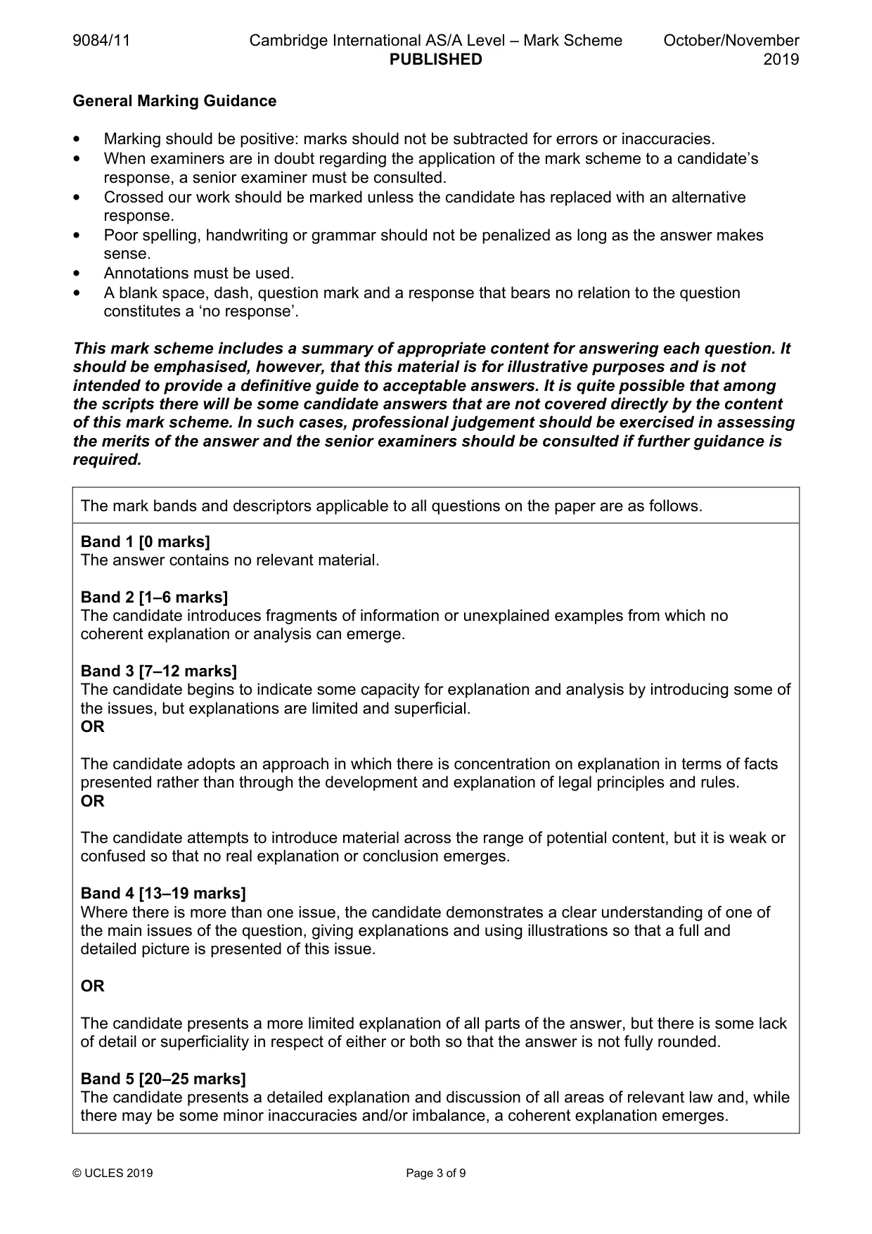 Mark scheme, page 3 of 9