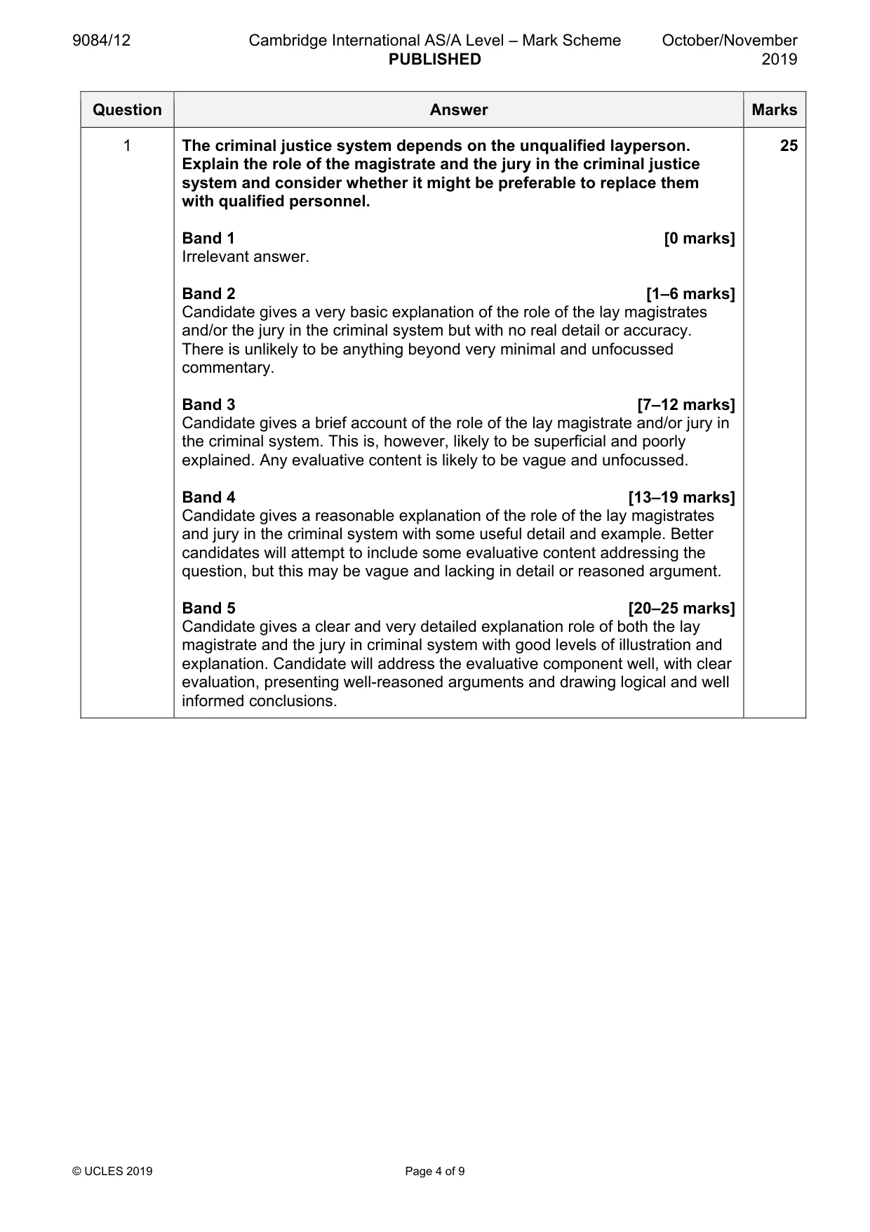 Mark scheme, page 4 of 9