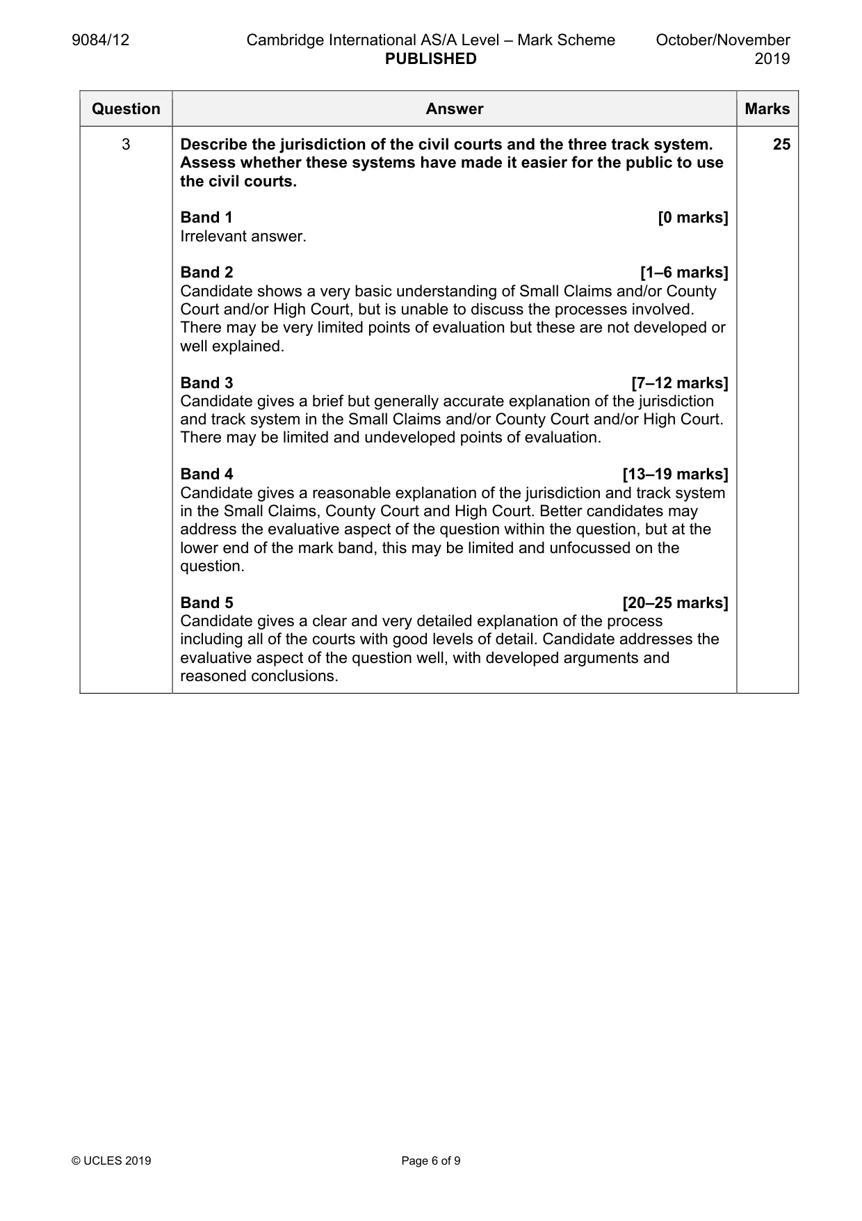 Mark scheme, page 6 of 9