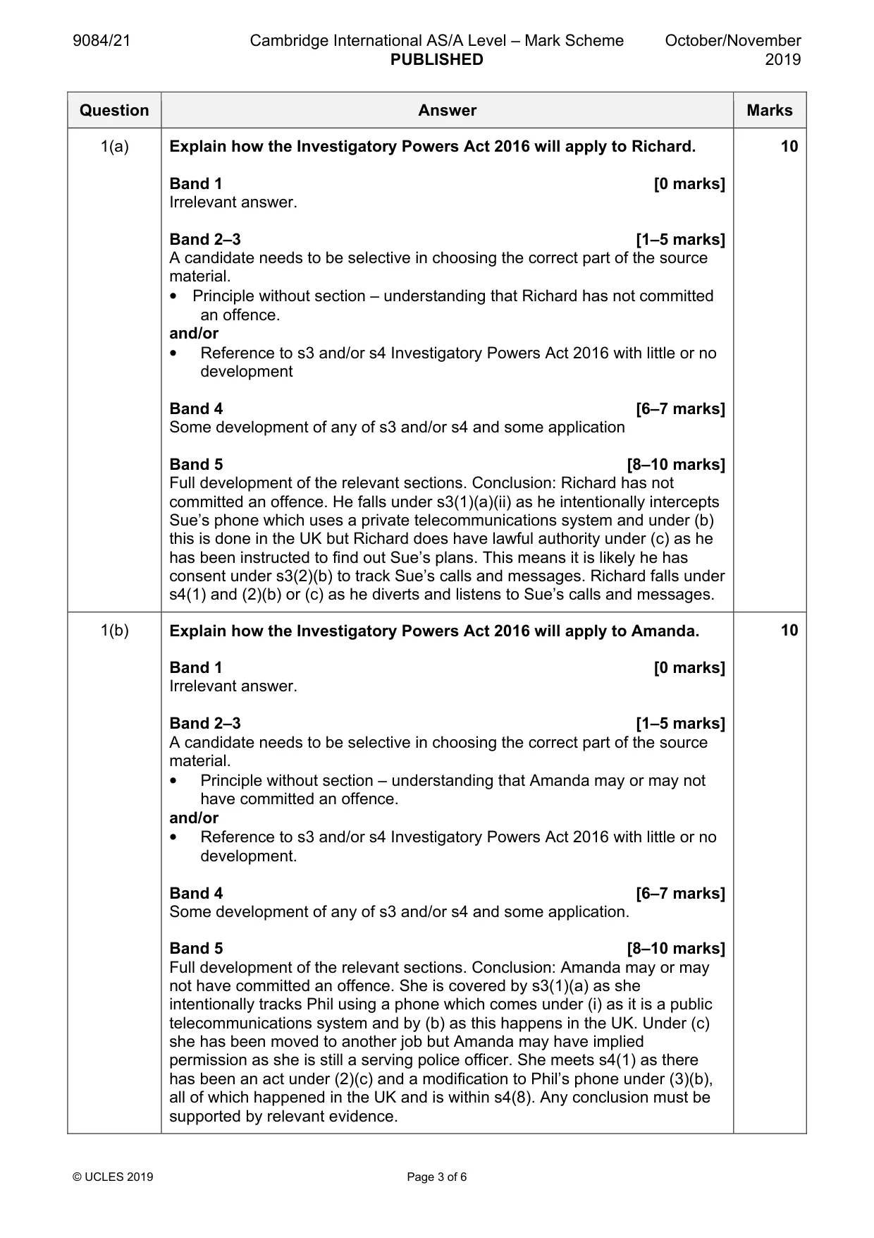 Mark scheme, page 3 of 6