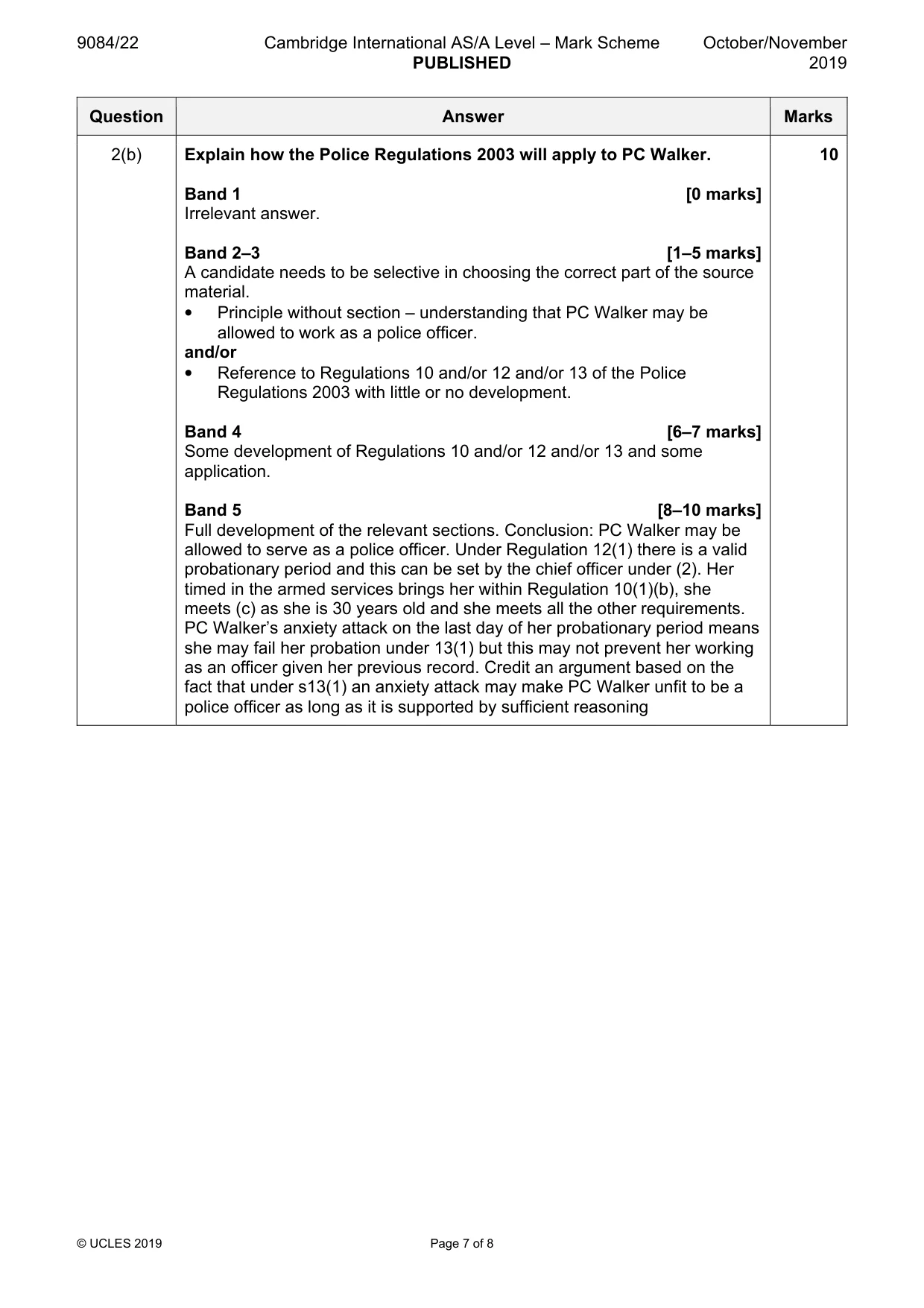 Mark scheme, page 7 of 8