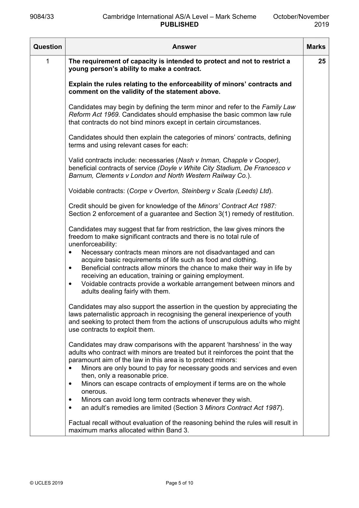 Mark scheme, page 5 of 10