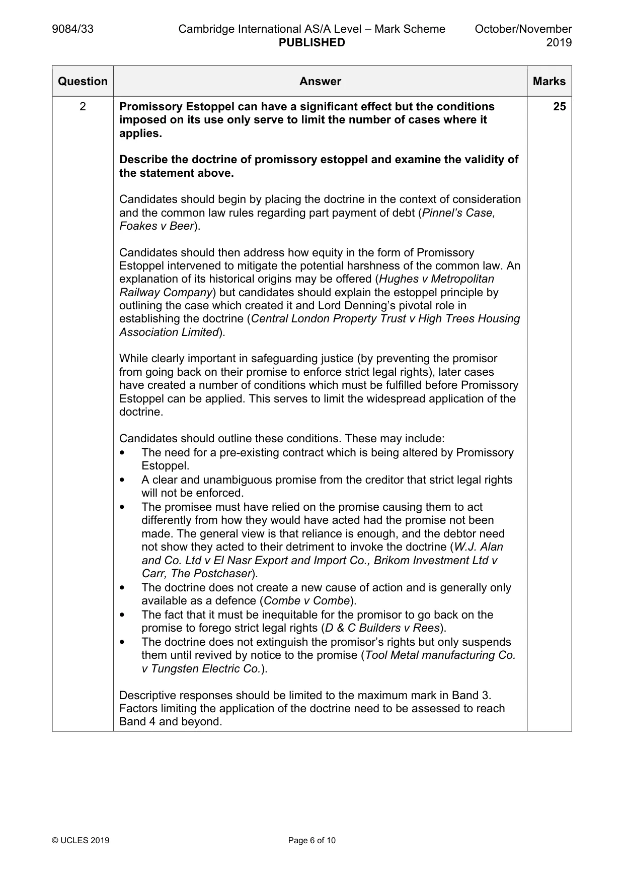 Mark scheme, page 6 of 10