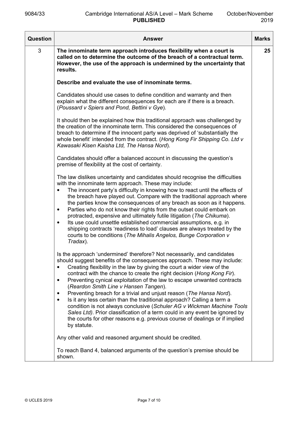Mark scheme, page 7 of 10