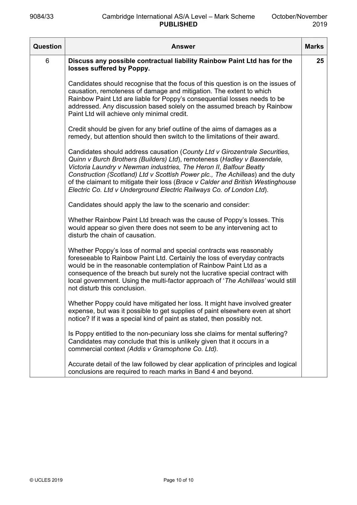 Mark scheme, page 10 of 10