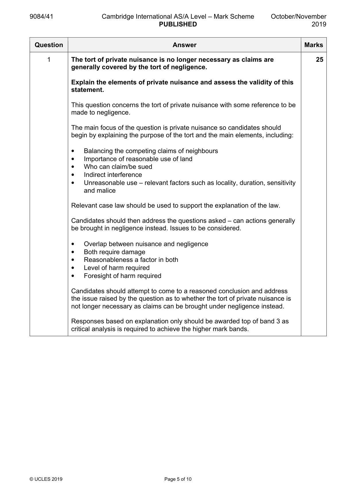 Mark scheme, page 5 of 10