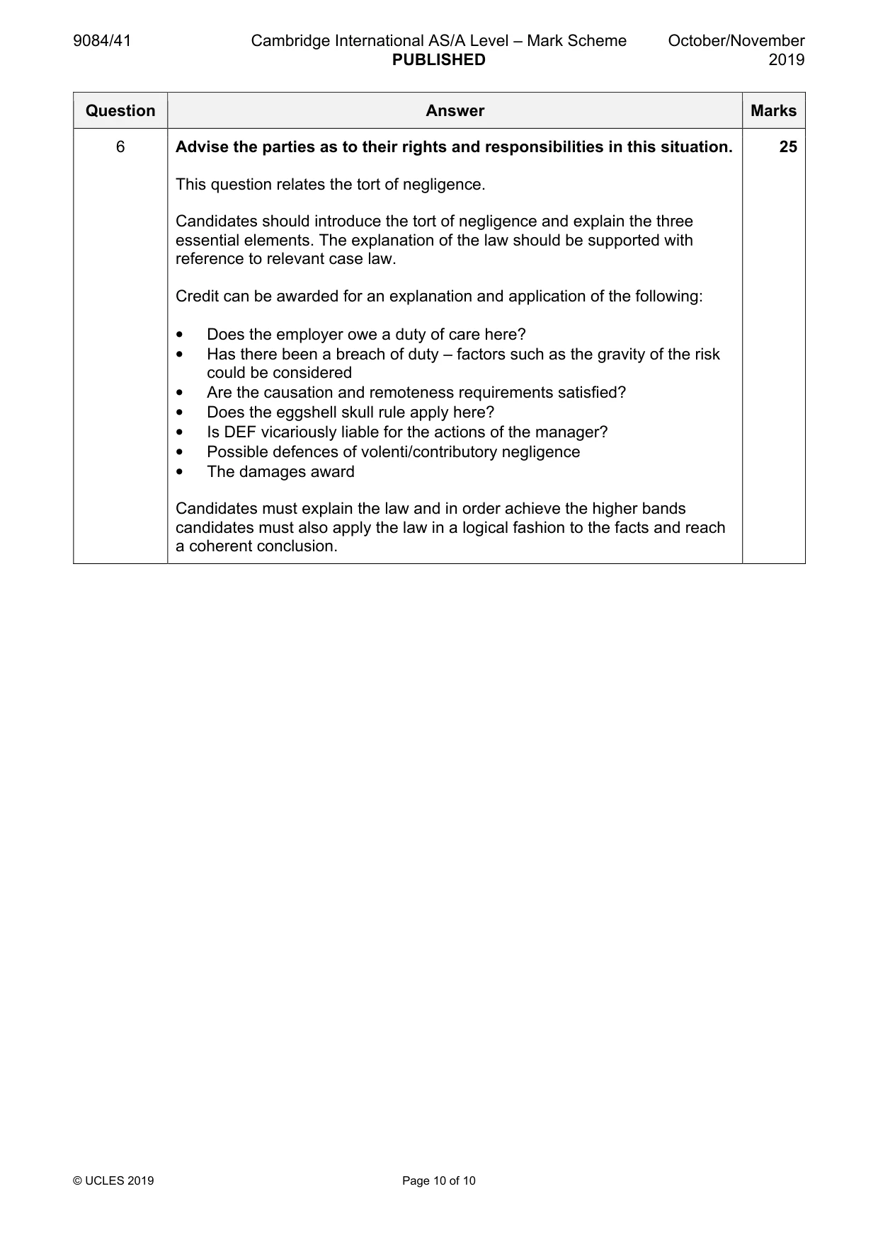 Mark scheme, page 10 of 10