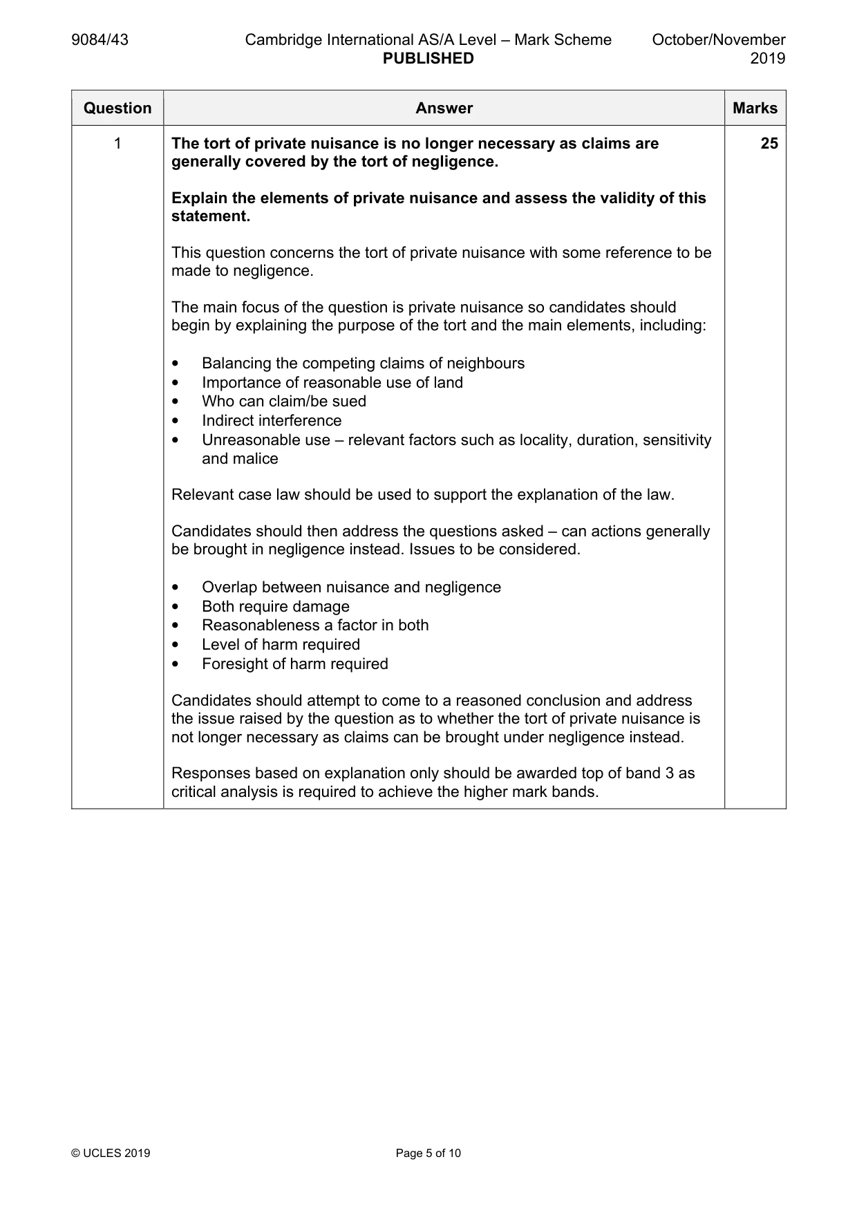 Mark scheme, page 5 of 10