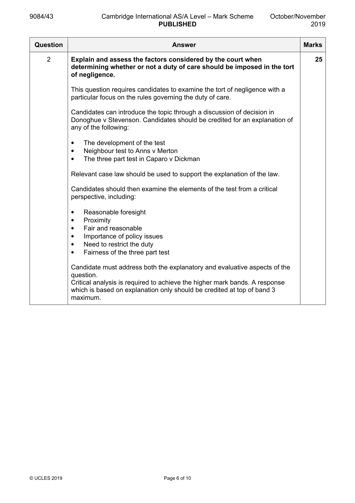 Mark scheme, page 6 of 10
