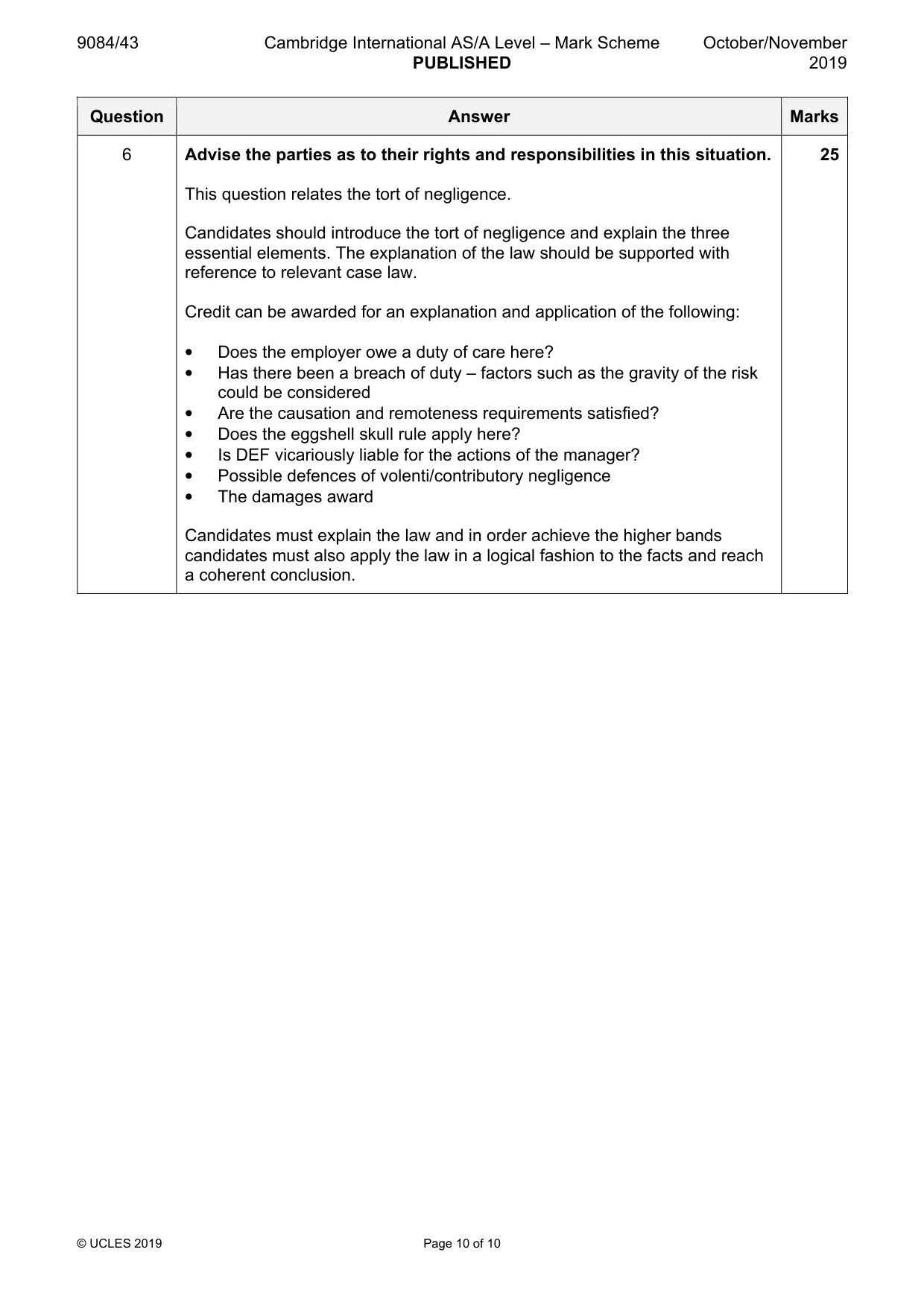 Mark scheme, page 10 of 10