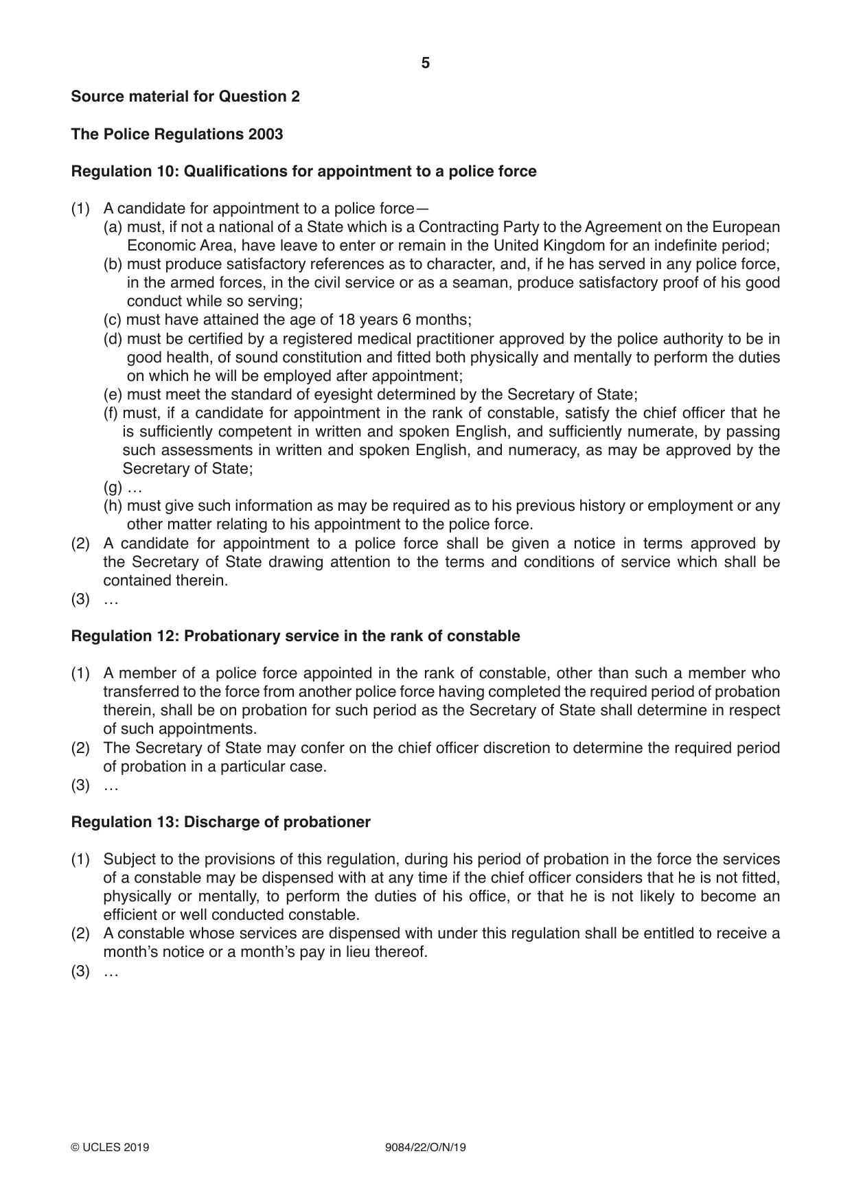 Cambridge A Level Law 9084 2019 Oct/Nov Paper 2 · Variant 2 question paper, page 5 of 8