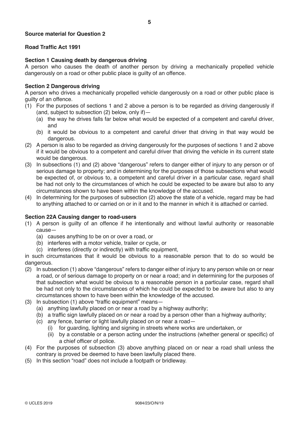 Cambridge A Level Law 9084 2019 Oct/Nov Paper 2 · Variant 3 question paper, page 5 of 8