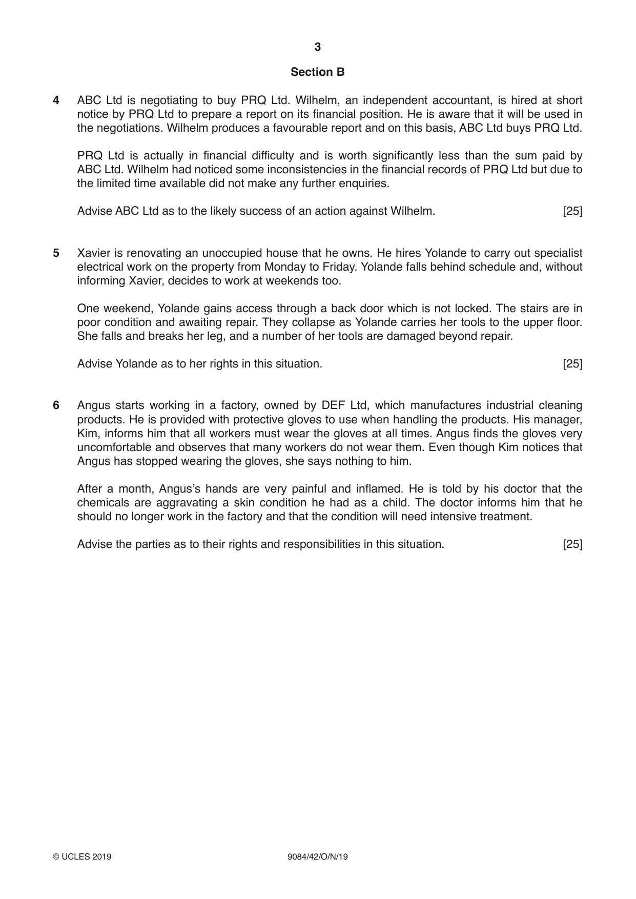 Cambridge A Level Law 9084 2019 Oct/Nov Paper 4 · Variant 2 question paper, page 3 of 4