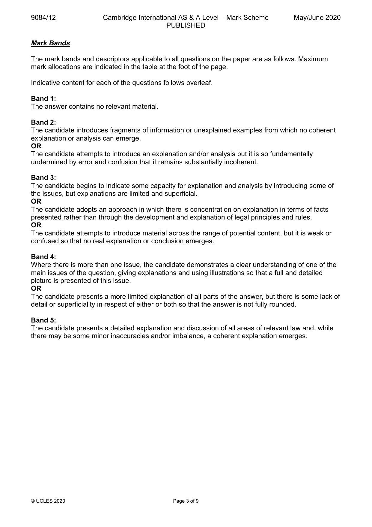 Mark scheme, page 3 of 9