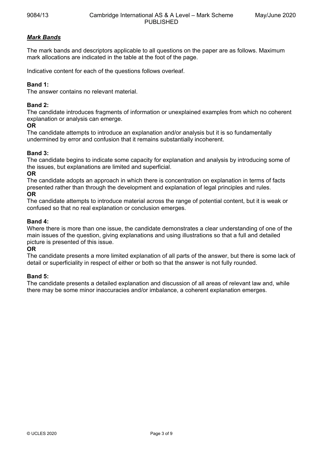 Mark scheme, page 3 of 9