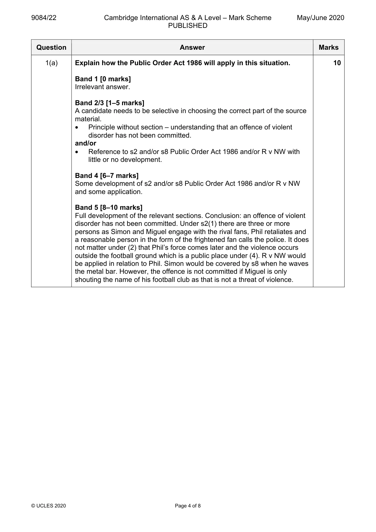 Mark scheme, page 4 of 8