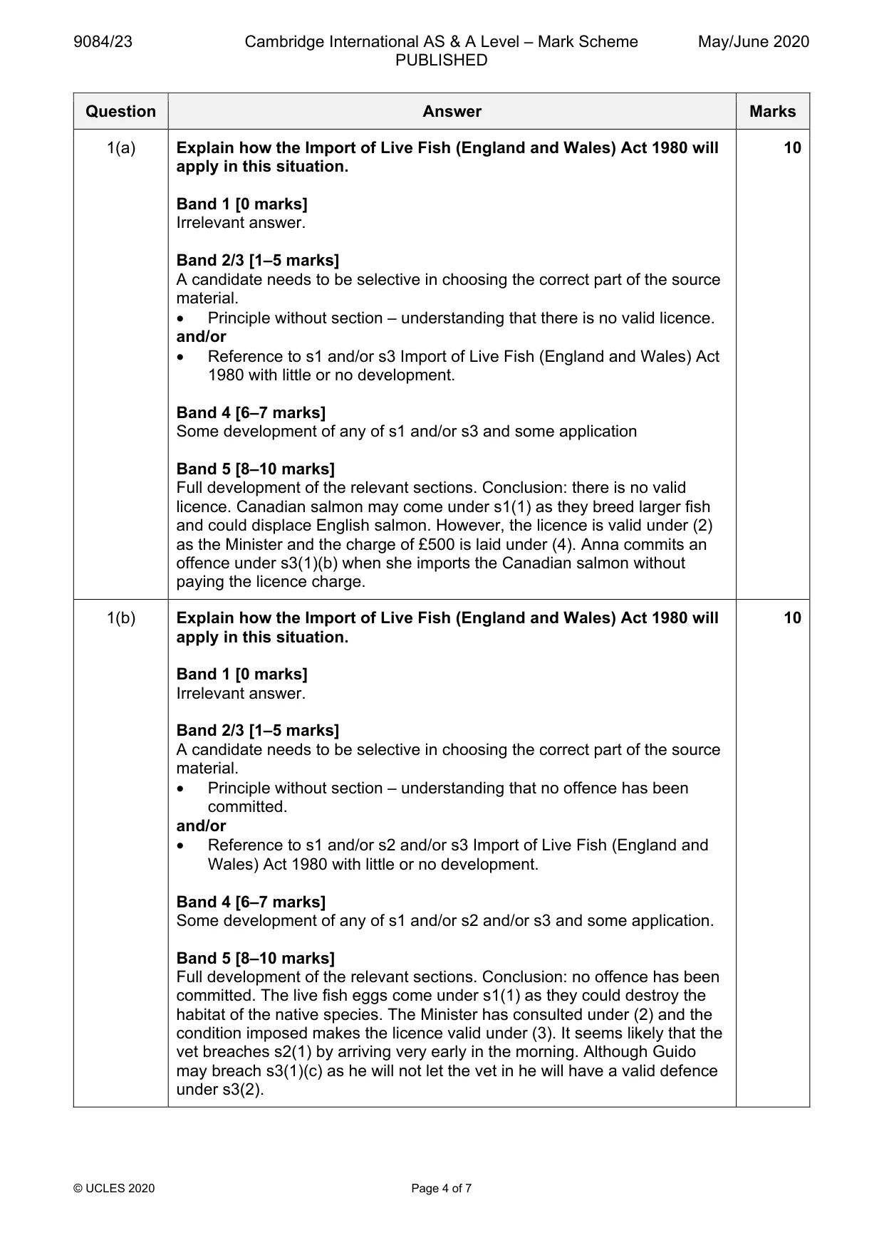 Mark scheme, page 4 of 7