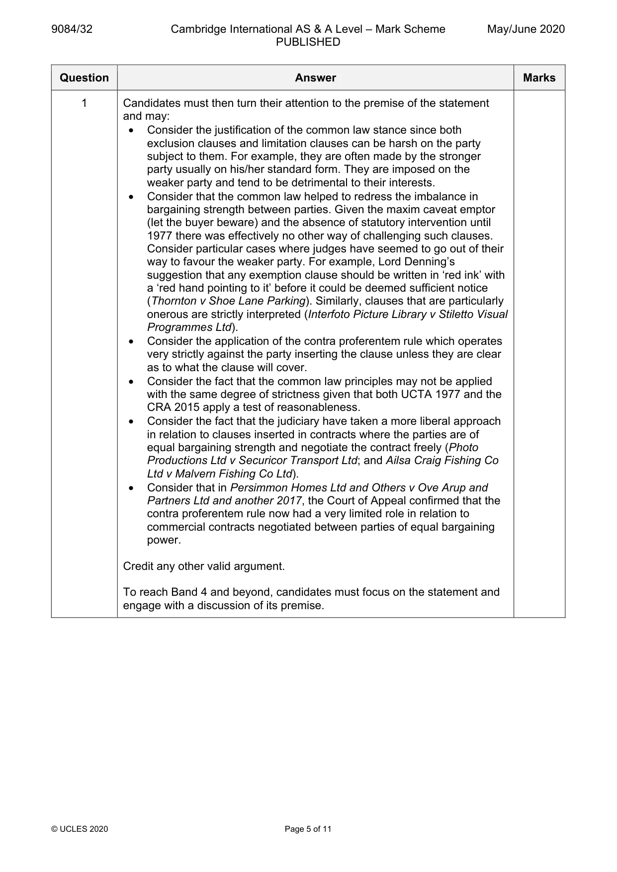 Mark scheme, page 5 of 11