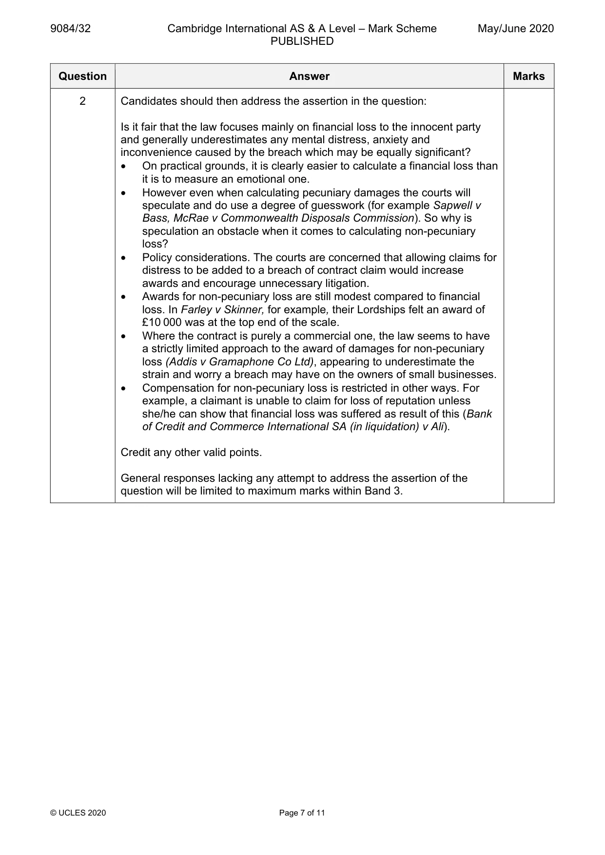 Mark scheme, page 7 of 11