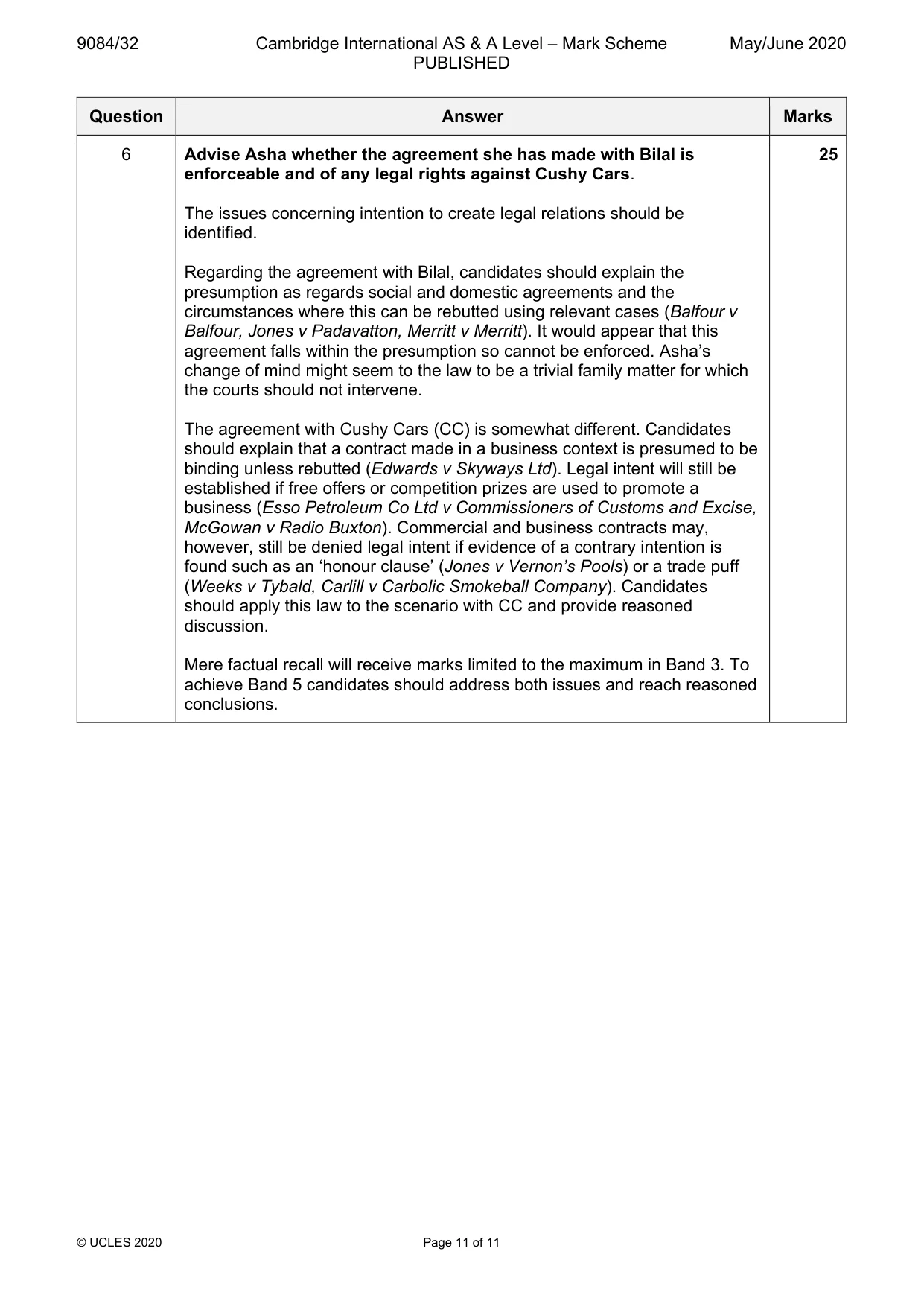 Mark scheme, page 11 of 11