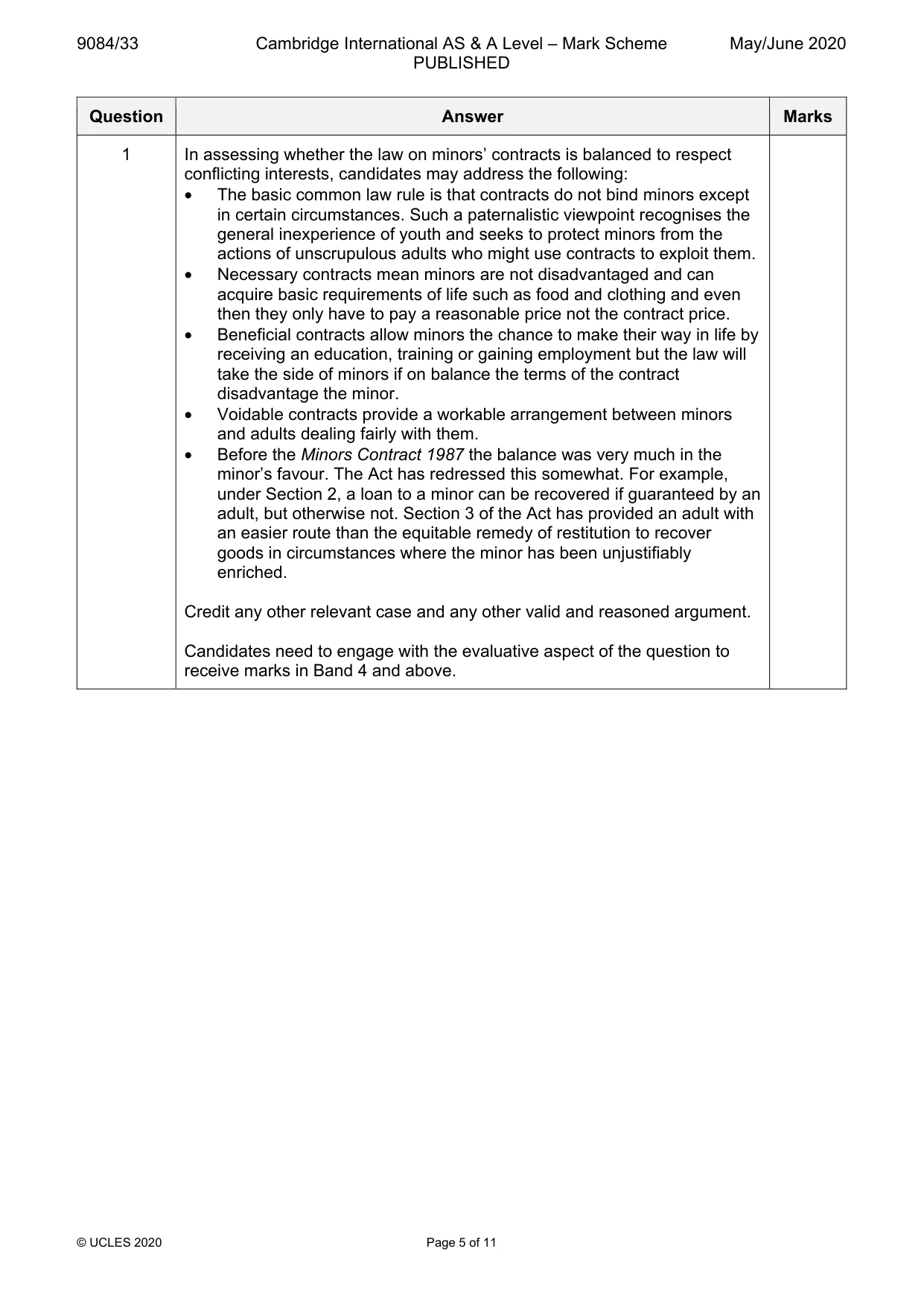 Mark scheme, page 5 of 11