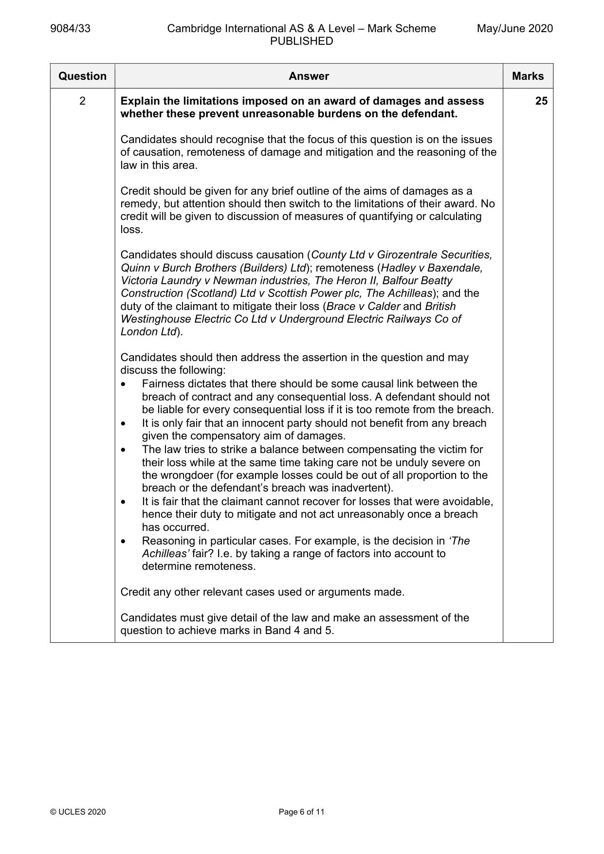 Mark scheme, page 6 of 11