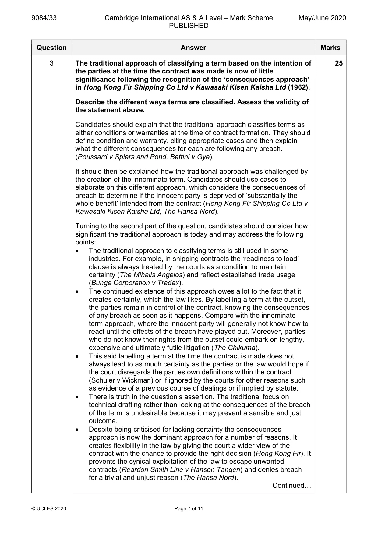 Mark scheme, page 7 of 11