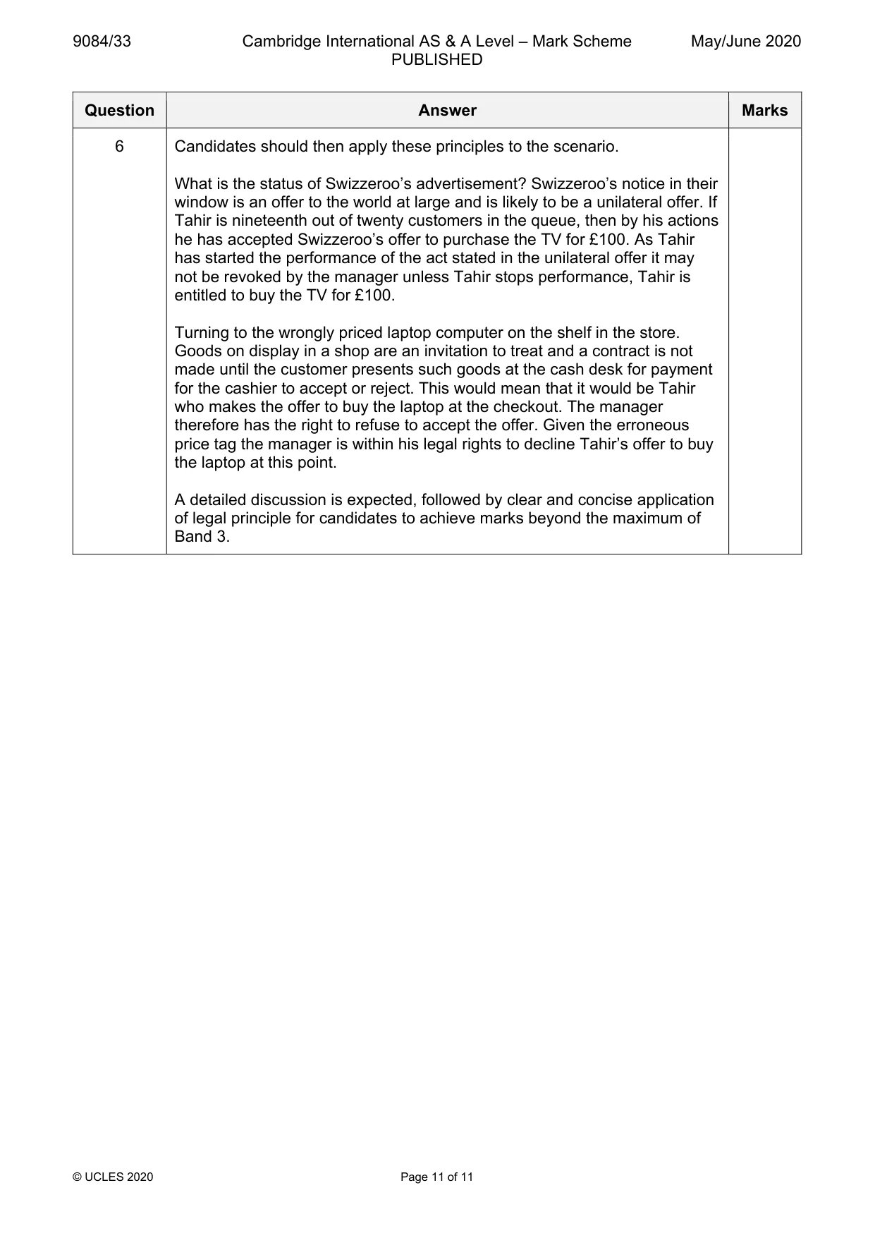 Mark scheme, page 11 of 11