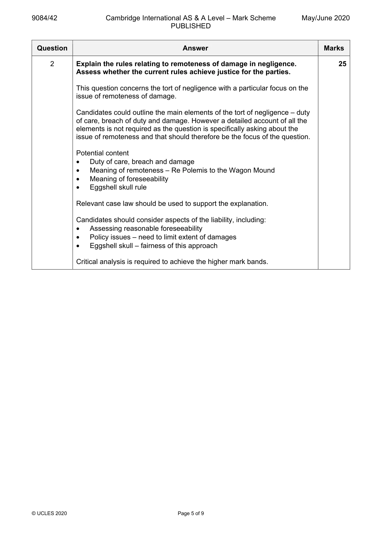 Mark scheme, page 5 of 9