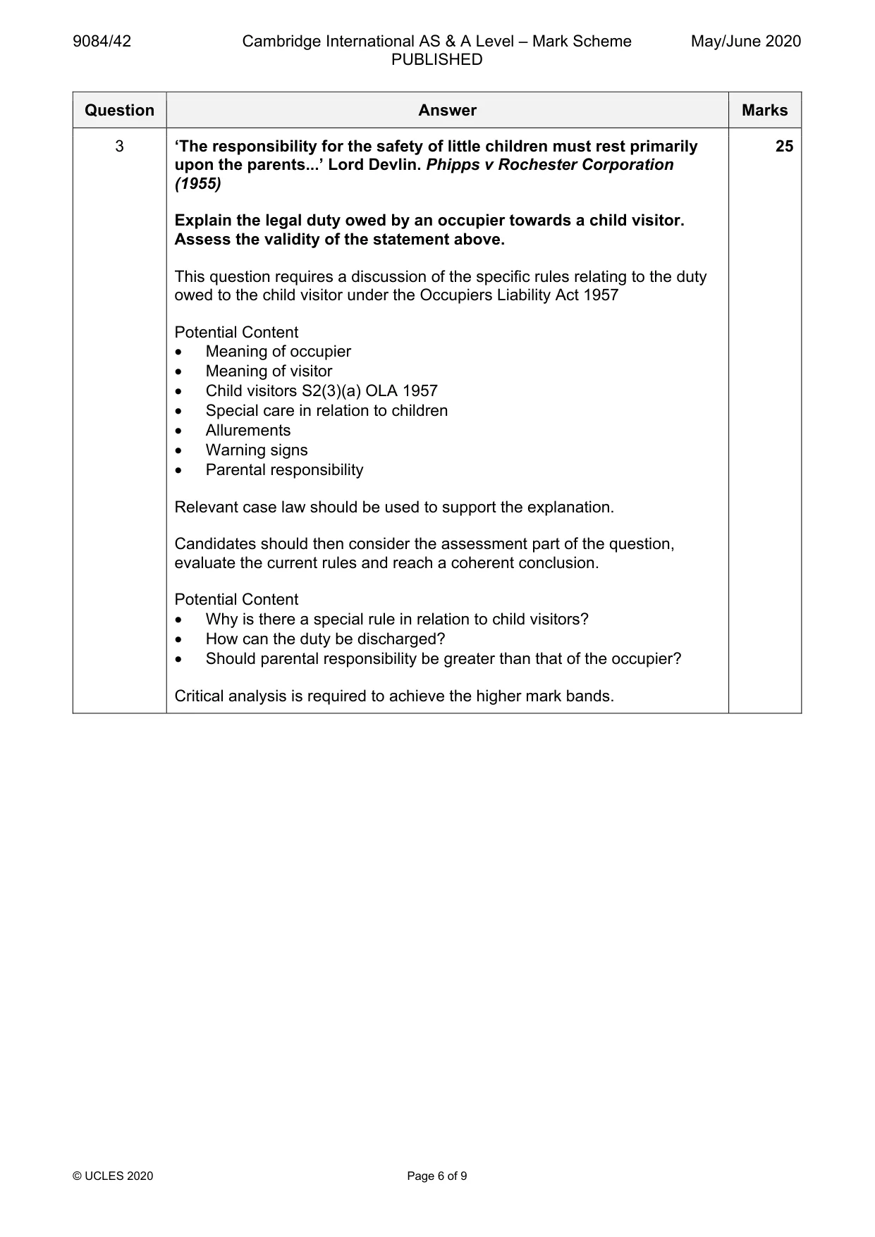 Mark scheme, page 6 of 9
