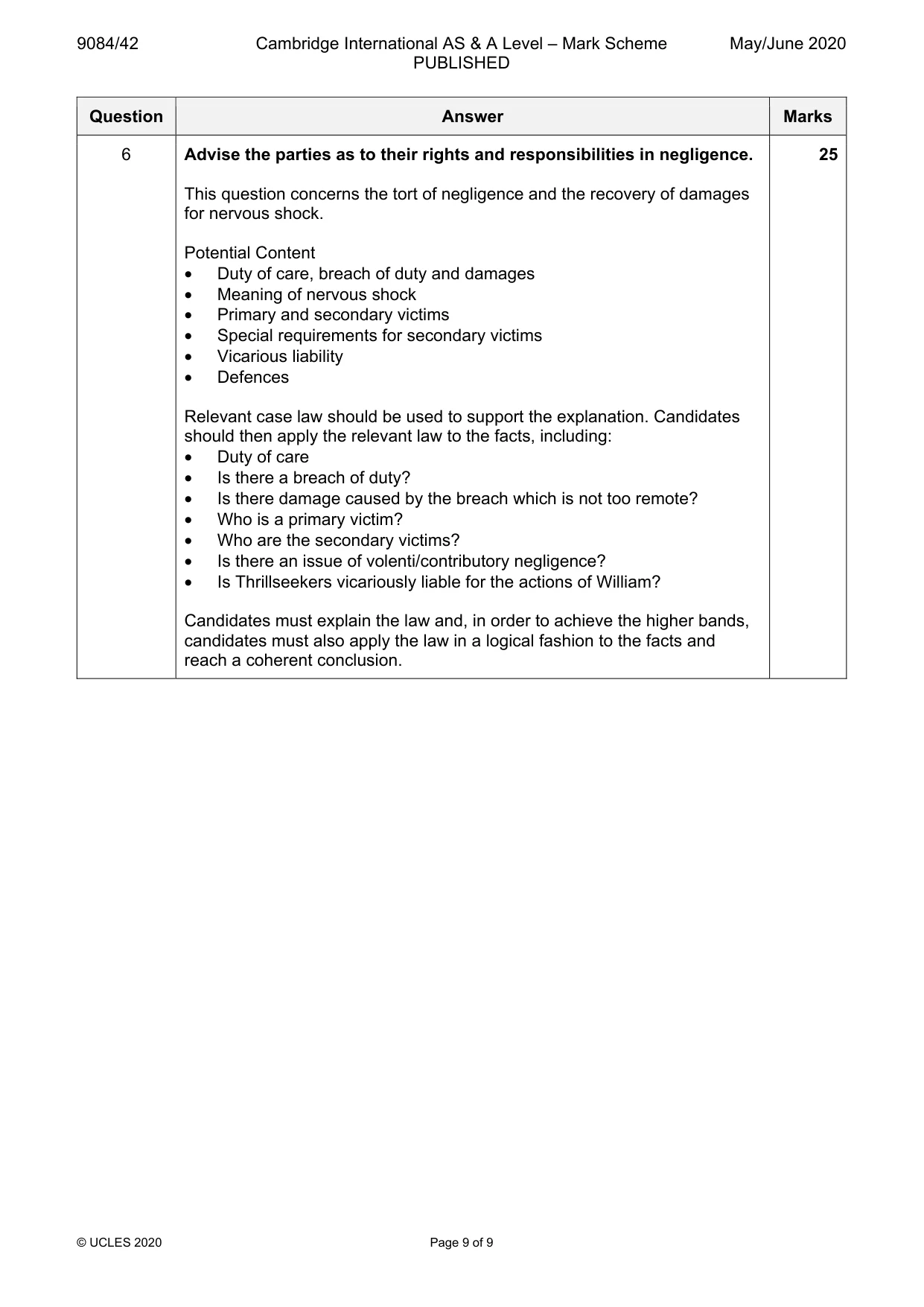 Mark scheme, page 9 of 9