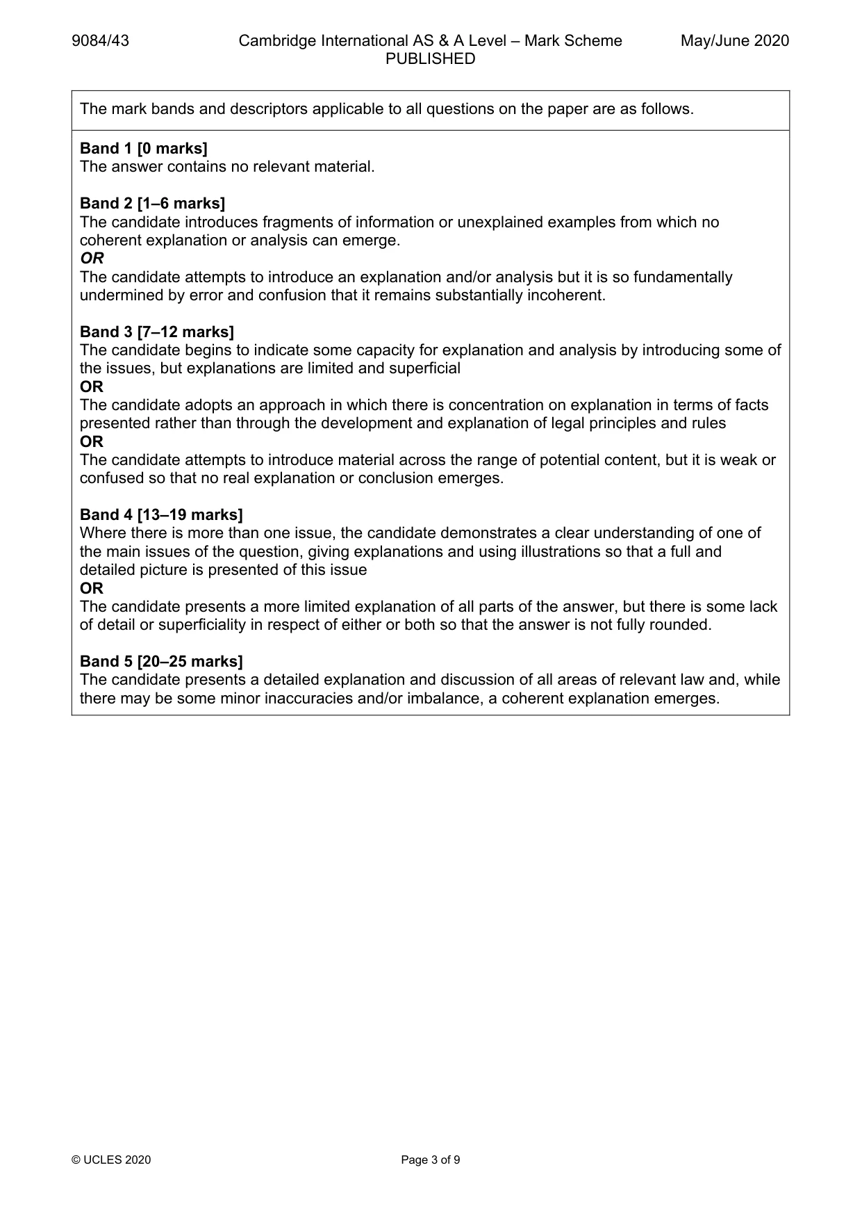 Mark scheme, page 3 of 9