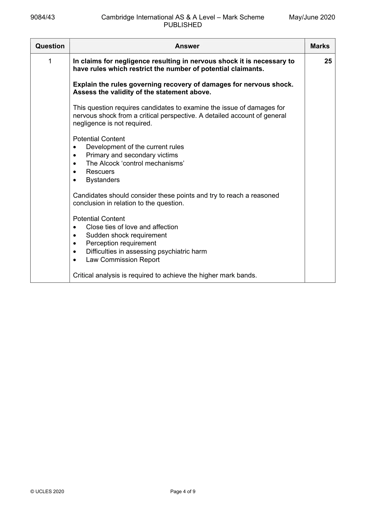 Mark scheme, page 4 of 9