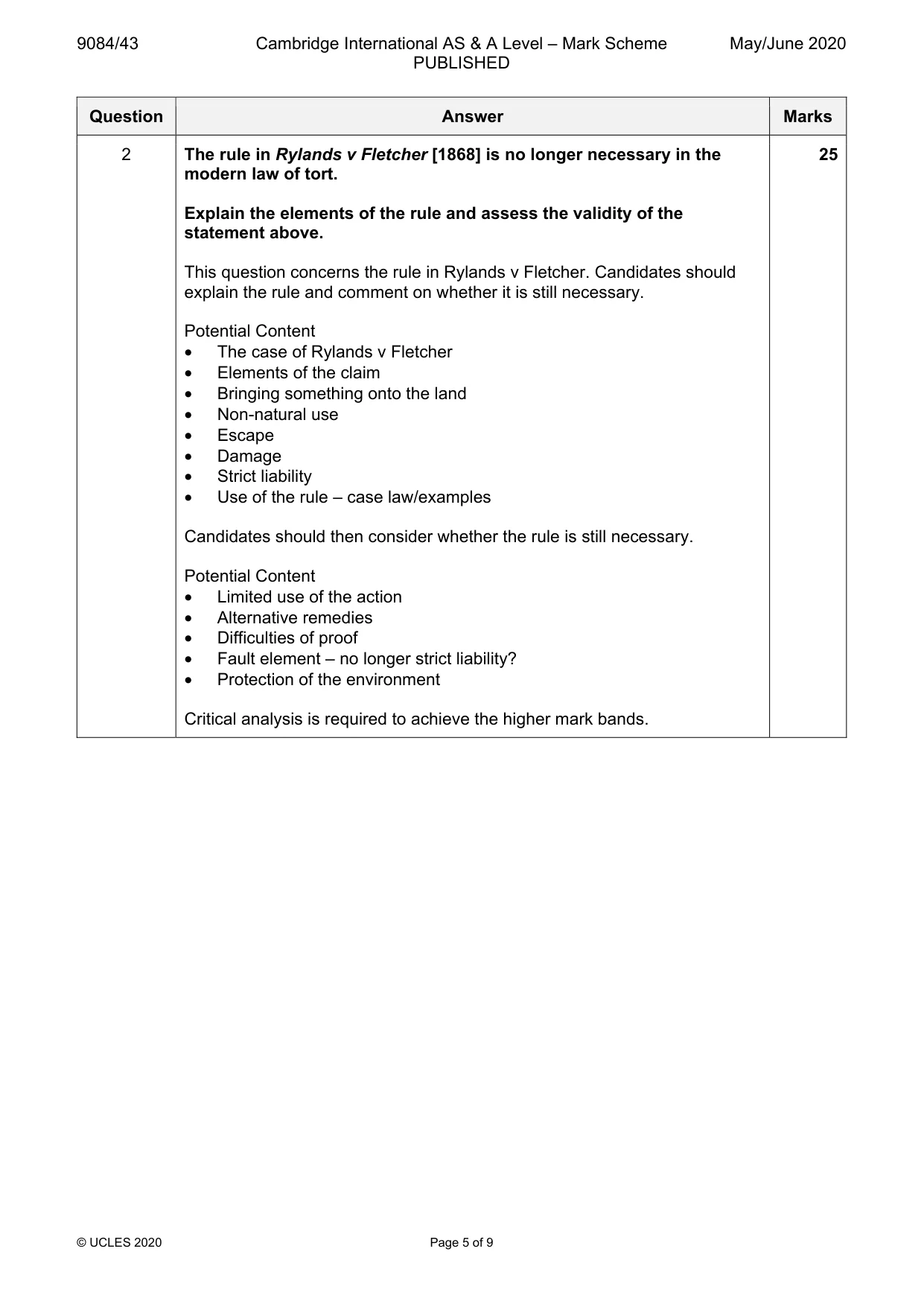Mark scheme, page 5 of 9