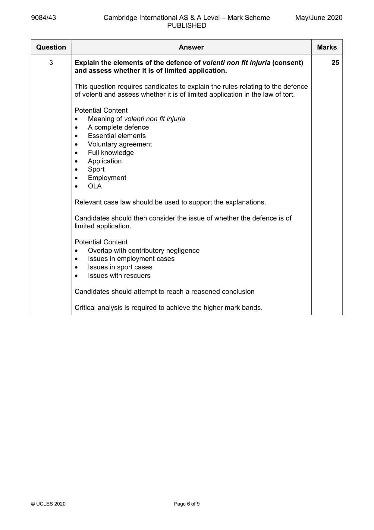Mark scheme, page 6 of 9