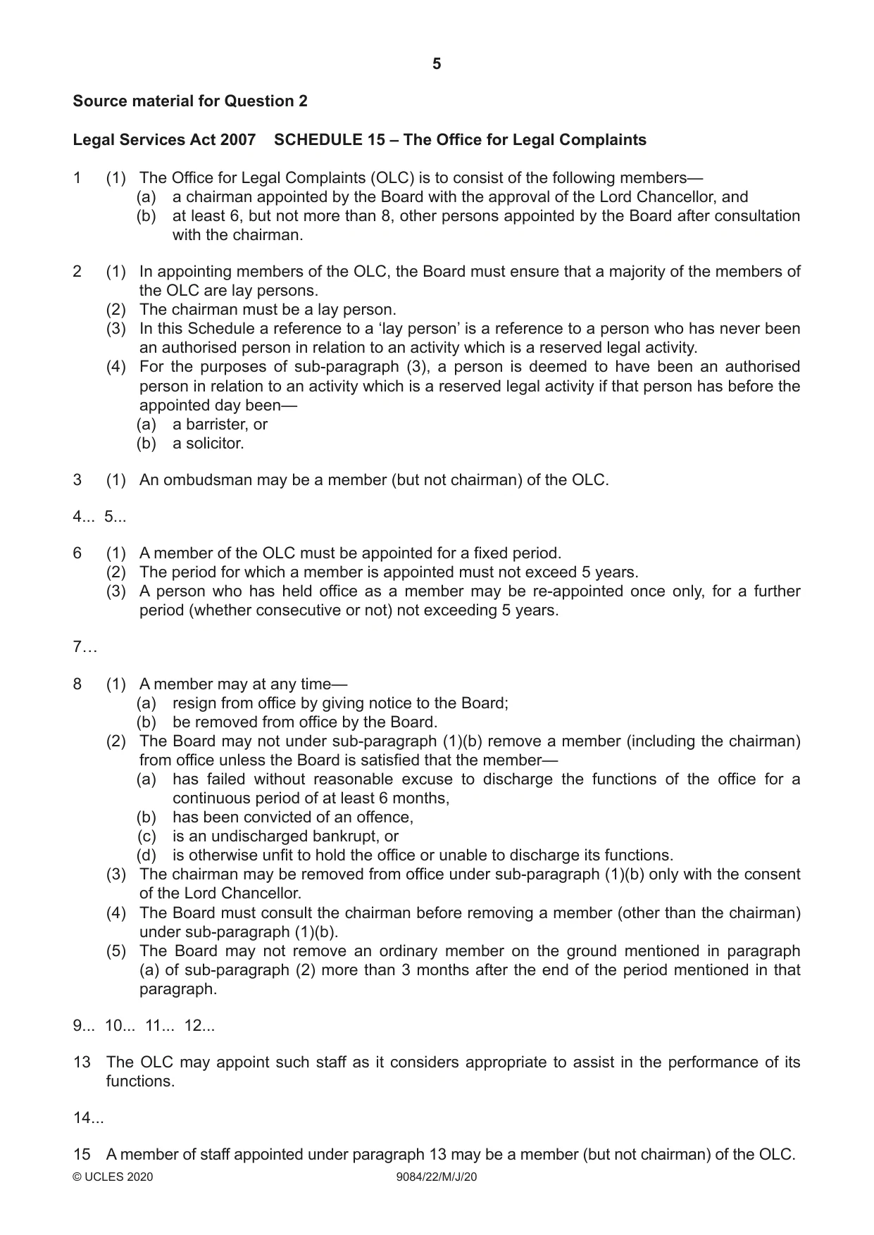 Cambridge A Level Law 9084 2020 May/June Paper 2 · Variant 2 question paper, page 5 of 8