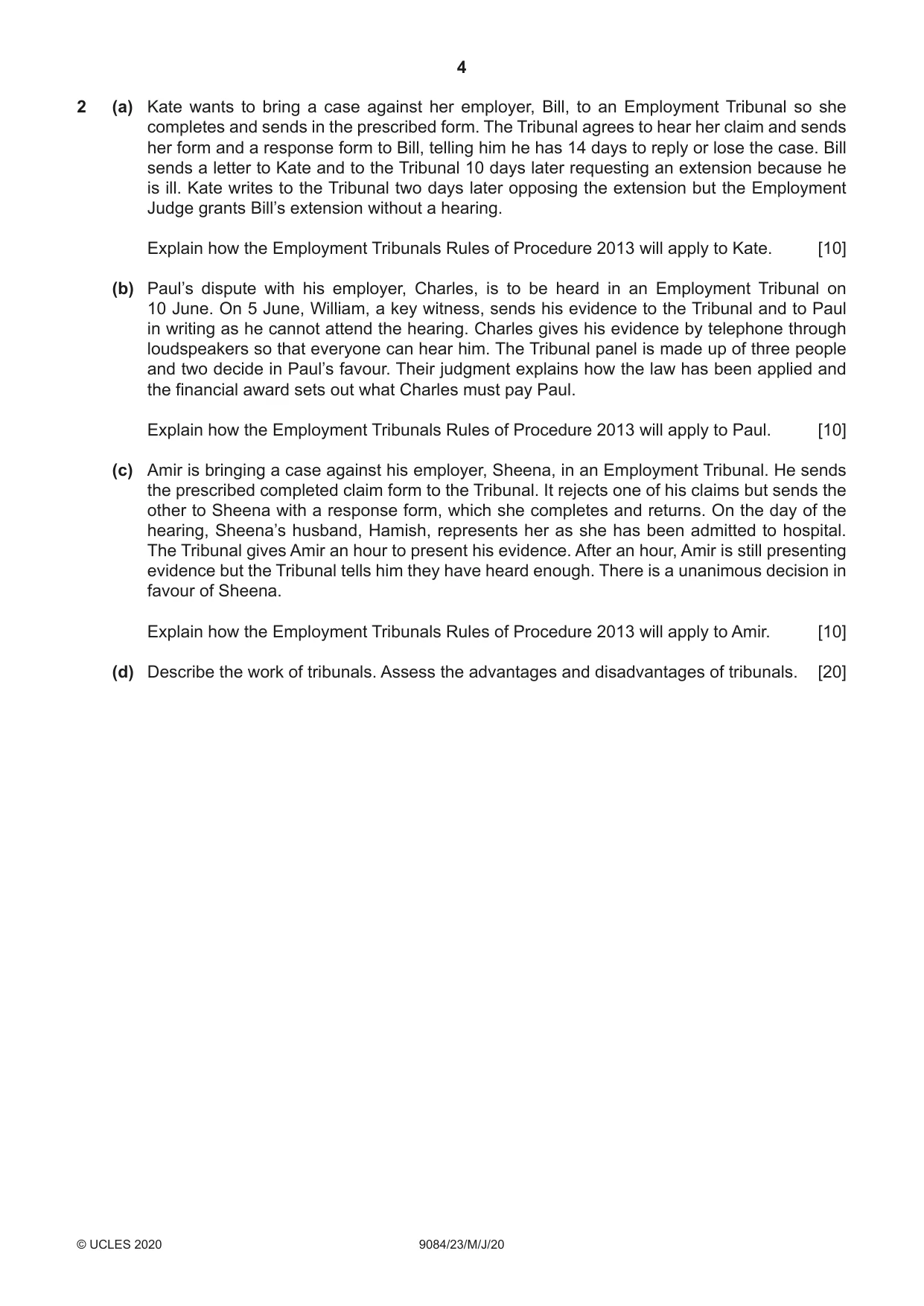 Cambridge A Level Law 9084 2020 May/June Paper 2 · Variant 3 question paper, page 4 of 8